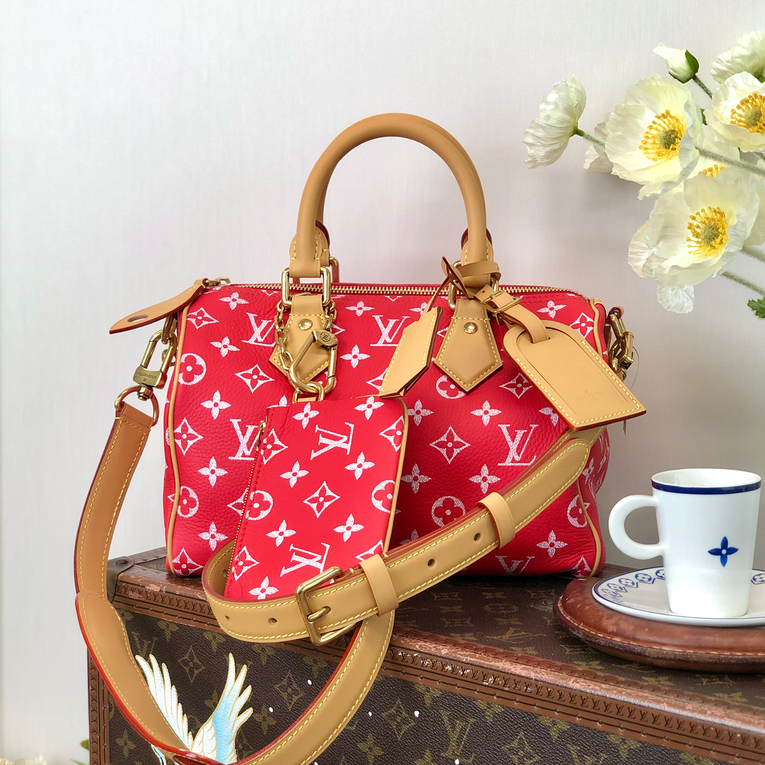 NIGO Louis Vuitton Women's Fashion Classic Red Logo Zipper Closure Leather Shoulder Bag Handbags In Small Medium And Large Sizes Crossbody Bag Bags #nigo78658