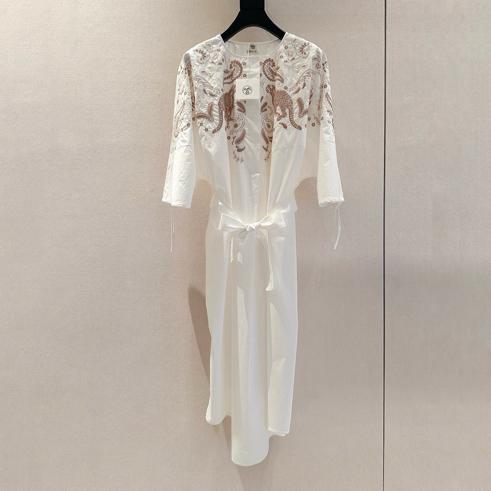 NIGO Hermes Women's Summer Fashion Casual Round Neck Embroidered Jacquard Short Sleeve Beach Dress #nigo78647