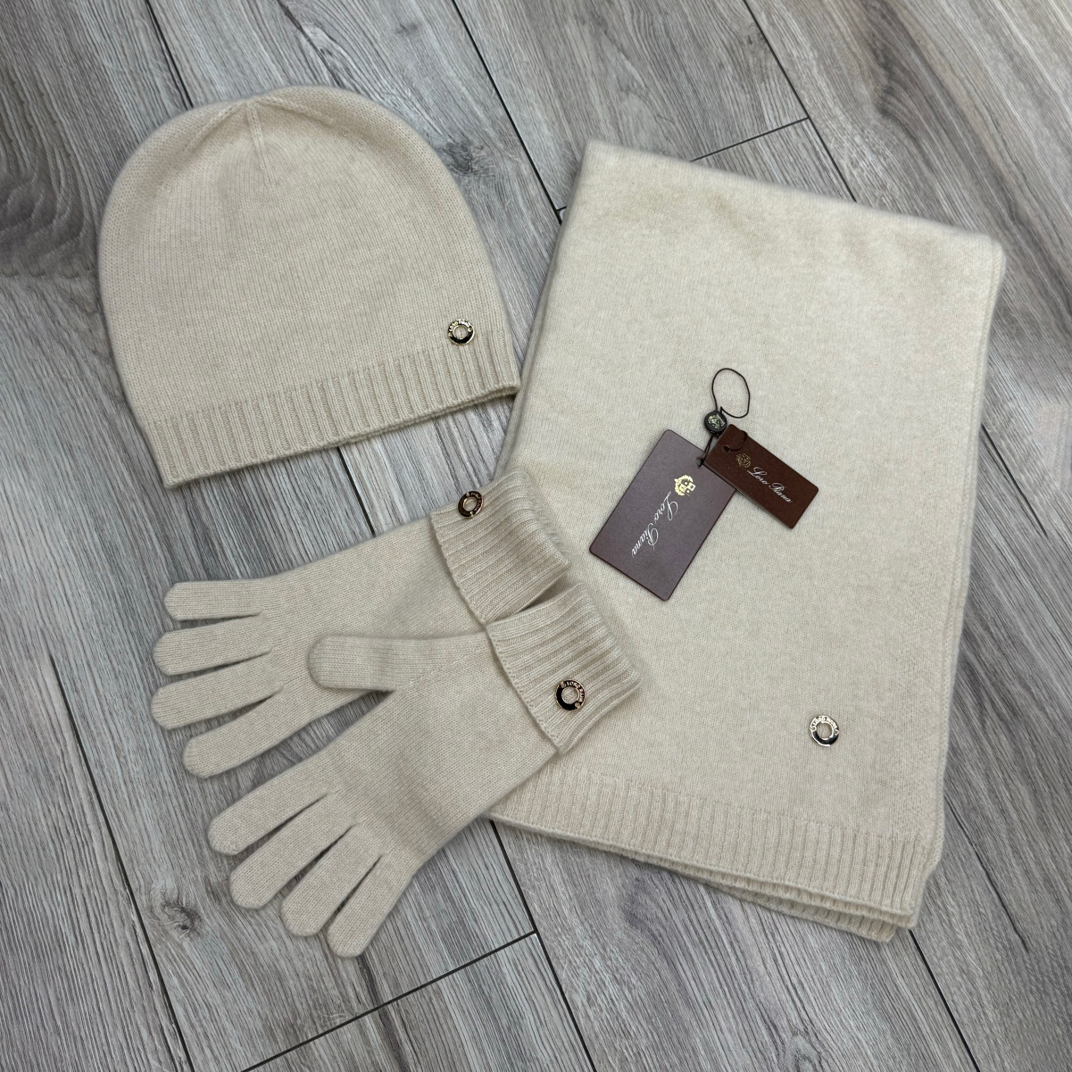 NIGO Loro Piana Men's And Women's Winter Fashion Casual Solid-Color Hat, Scarf, and Gloves Three Piece Set Accessories #nigo78643