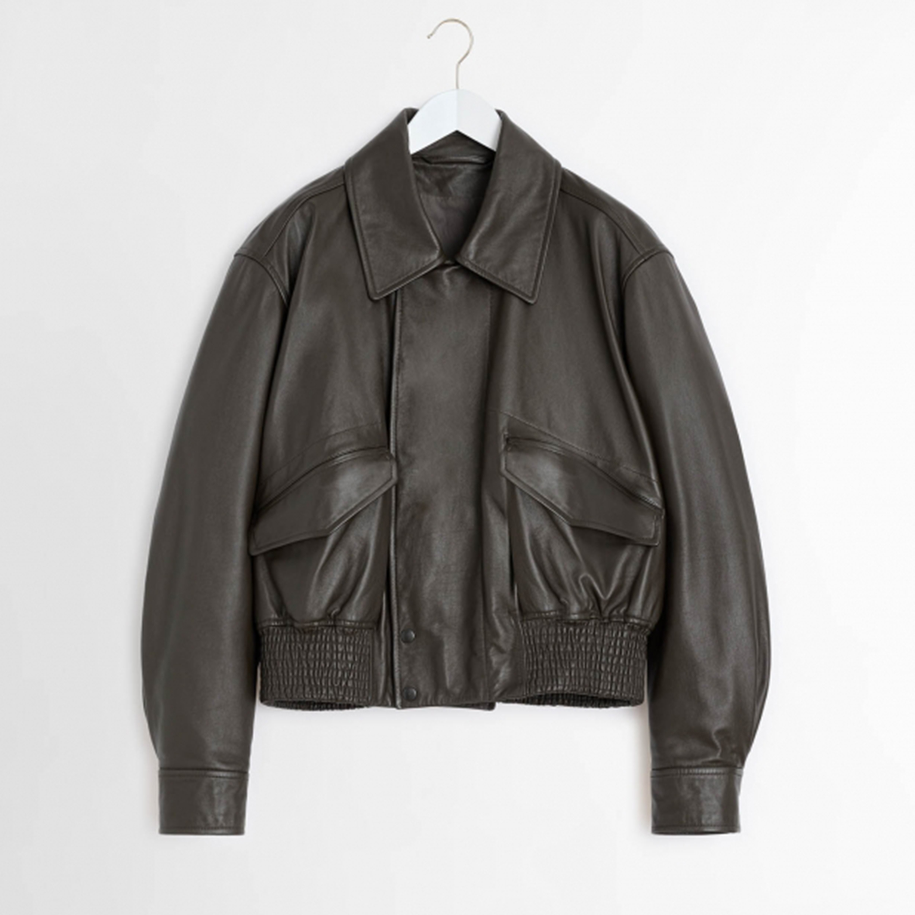 NIGO Lemaire Women's Men's Autumn And Winter Cream White Loose Pilot Leather Jacket Solid Color Fashion Trend Casual Lapel Long Sleeve Zipper Jacket Ngvp #nigo2453