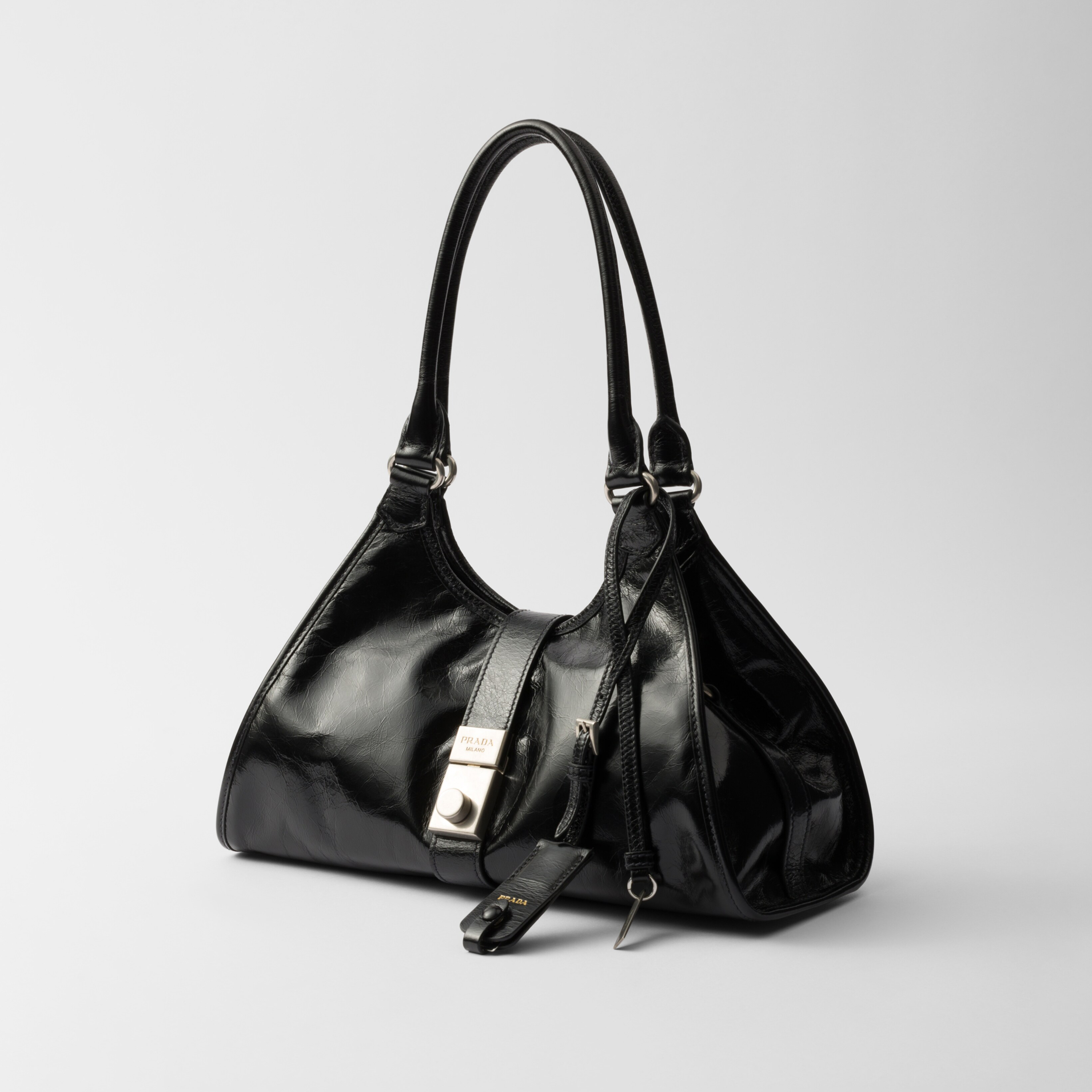 NIGO Prada Women's Fashion Classic Solid Color Leather Monogram Lock Clasp Medium Leather Tote Bag Shoulder Bag Bags #nigo78672