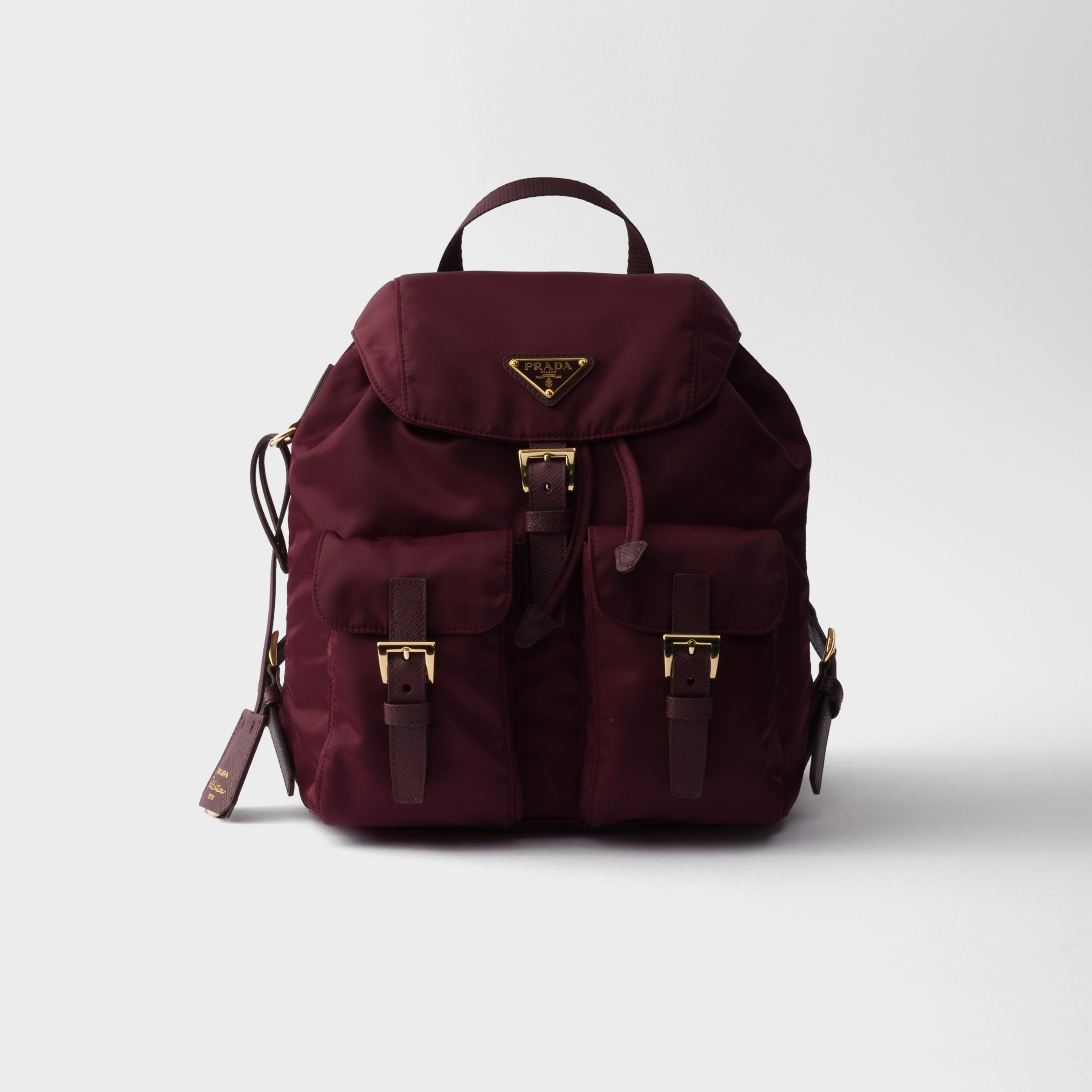 NIGO Prada Re-Edition Men's and Women's Fashion Casual Solid Color Flip-Top Backpack with Enameled Triangular Metal Logo and Drawstring Closure Backpack/Tote Bag Bags 1BZ677_RV44_F0632_V_OOM #nigo78681