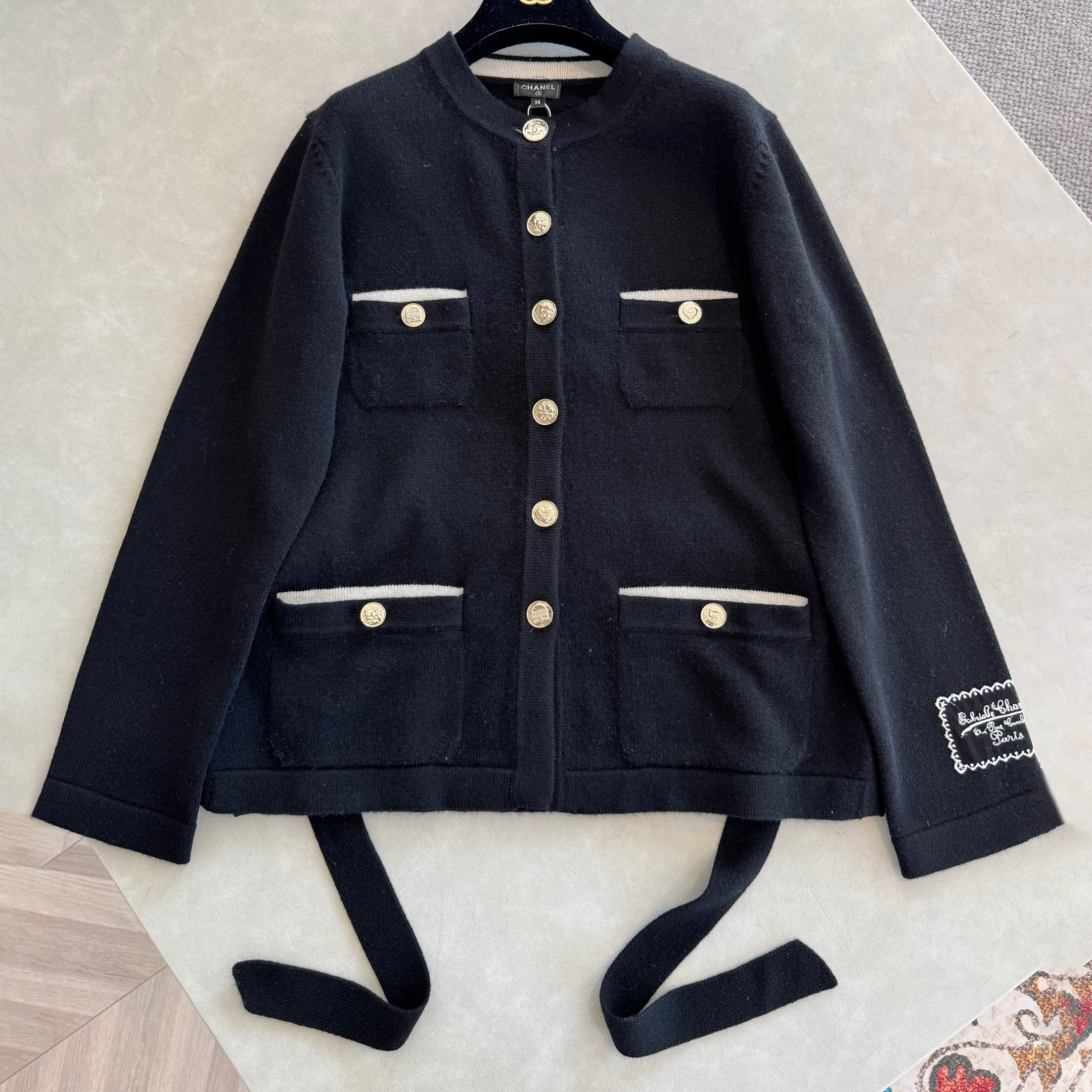 NIGO Chanel Women's Spring/Fall Belted Single-Button Solid-Color Crew Neck Cashmere Knit Long-Sleeve Cardigan Ngvp #nigo2358