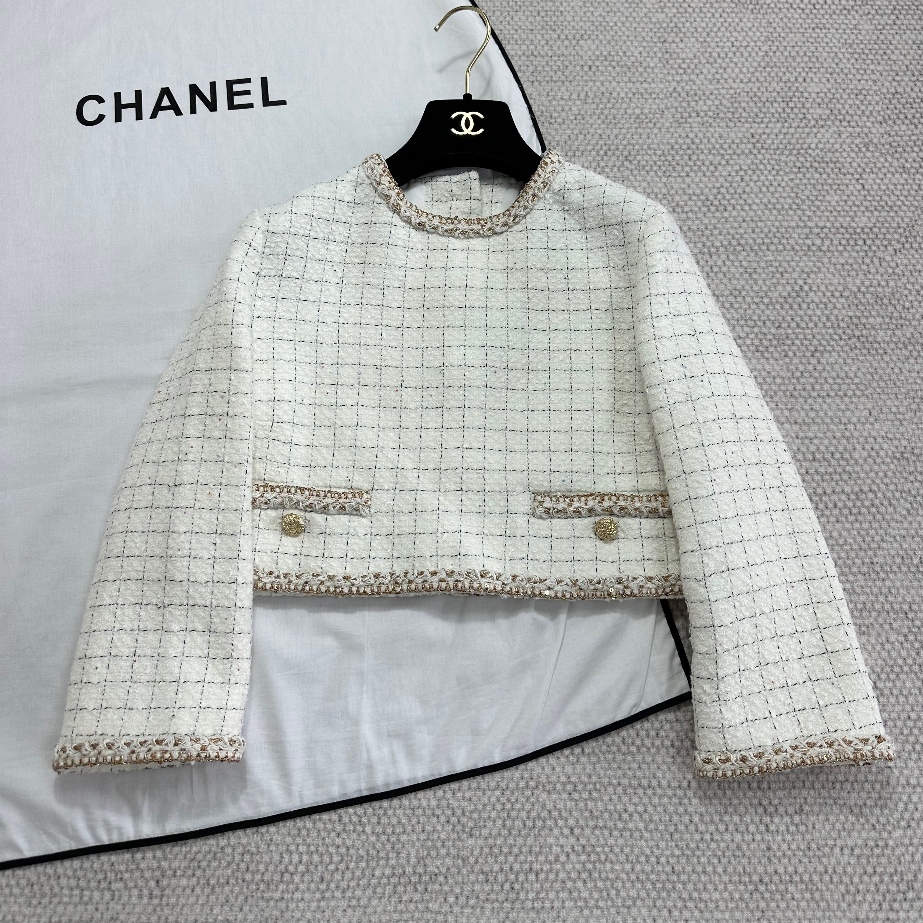 NIGO Chanel Women's Spring/Fall High-Street Wool & Linen Tweed Solid-Color Crew Neck Long-Sleeve Knit Jacket Ngvp #nigo2357