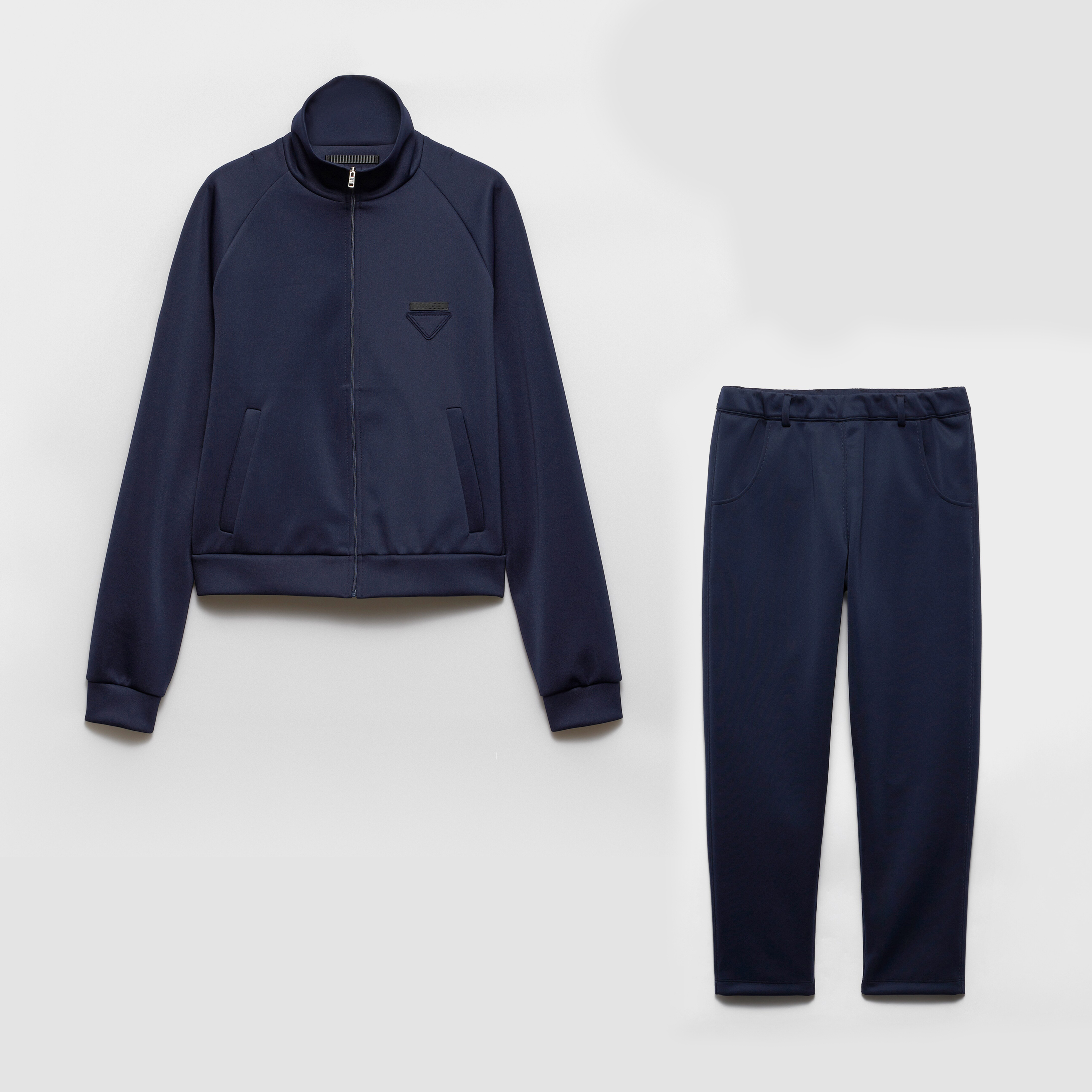 NIGO Prada Men's Spring/Fall Fashion Casual Solid Color Stand Up Collar Zipper Fabric Jacket  Solid-Color Elastic Waist Casual Suit Pants Suit Set #nigo78677