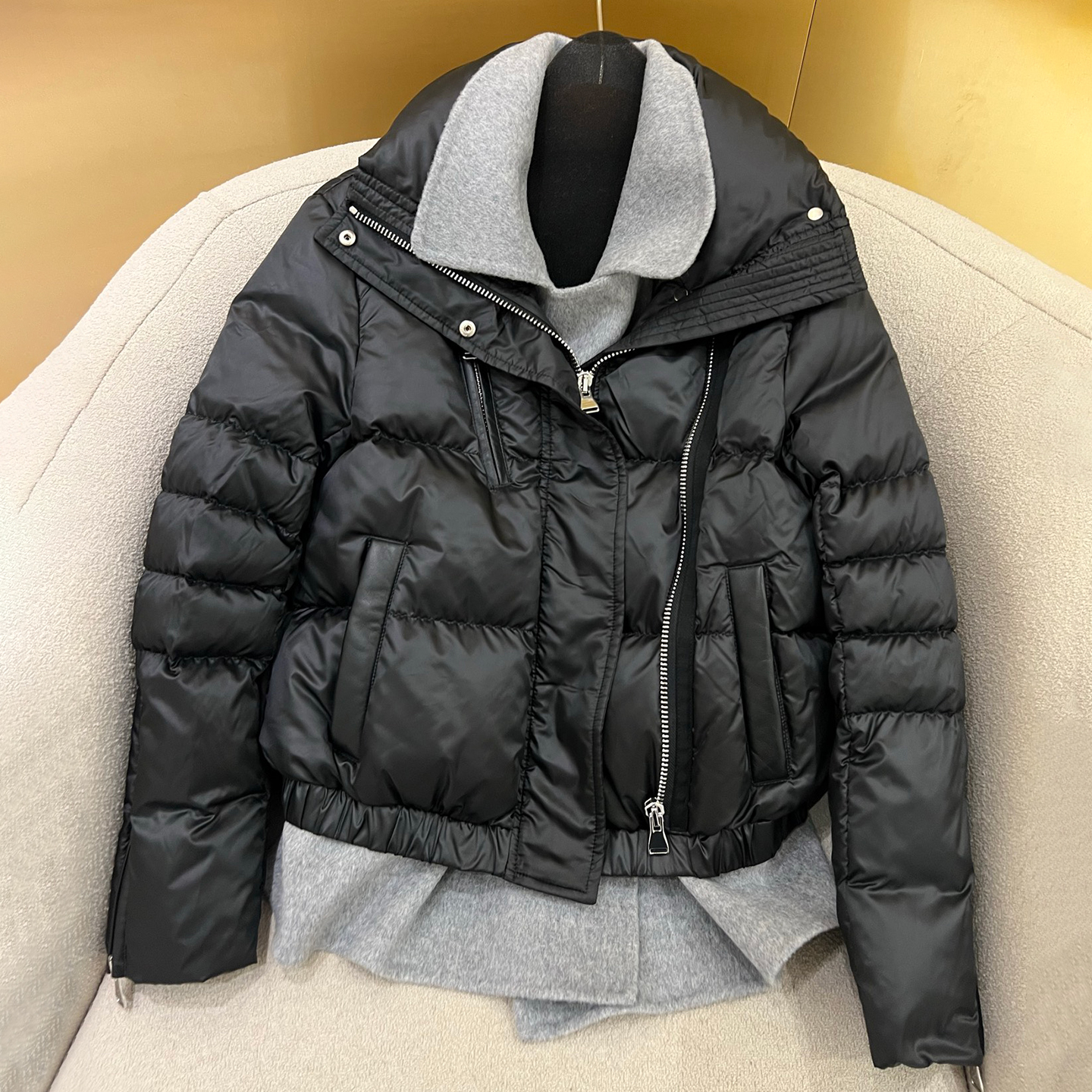 NIGO Loro Piana Women's Fall/Winter Double-Faced Cashmere-Blend Faux Two-Piece Solid Color Stand Collar Zipper Long Sleeve Puffer Down Jacket Ngvp #nigo2361