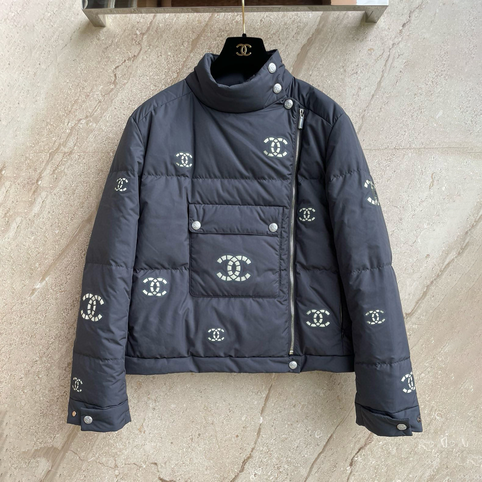 NIGO Chanel Women's Winter Fashion Casual Stand Collar Zipper Solid Color Logo Vintage-Style Goose Down Jacket #nigo78684