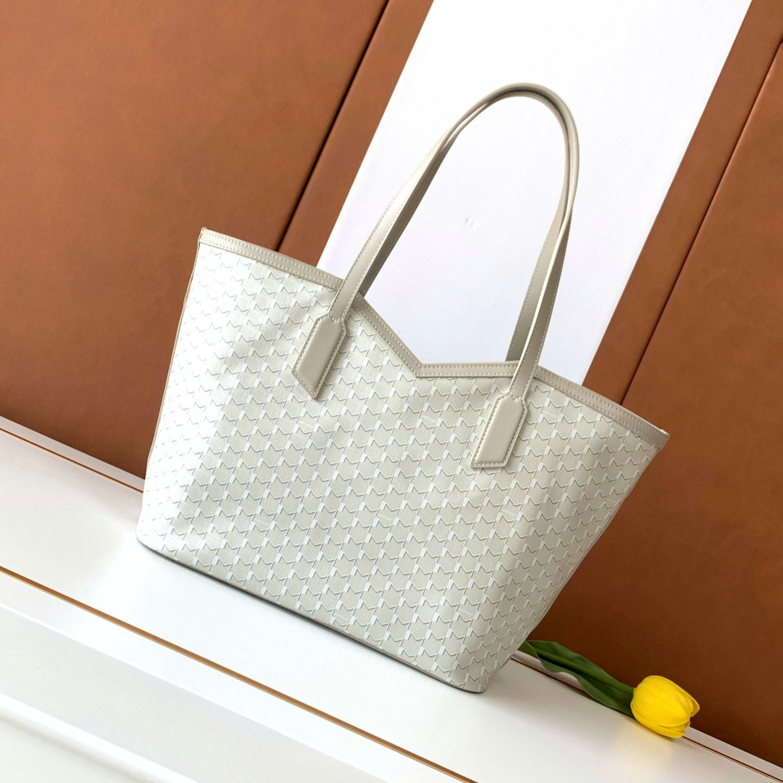 NIGO Moynat M Canvas Women's Classic Fashion Gray Canvas Tote Bag With Hook Closure Dual Use Handle And Shoulder Strap Bag Bags #nigo78699