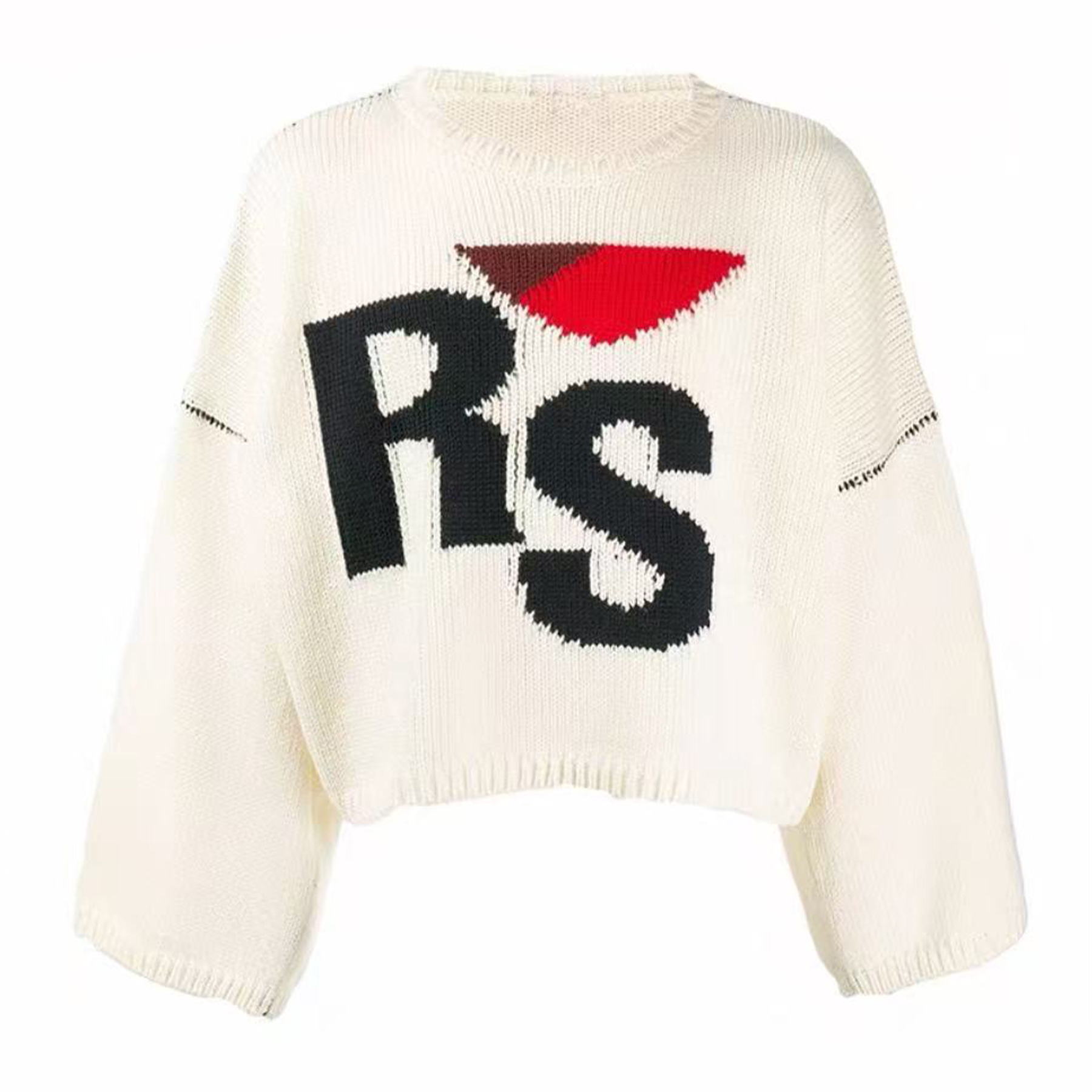 NIGO Raf Simons Men's Fall And Winter Black White Rs Jacquard Round Neck Long Sleeve Knitted Sweater High Street Trend Casual Pullover Warm Tops Ngvp #nigo2463