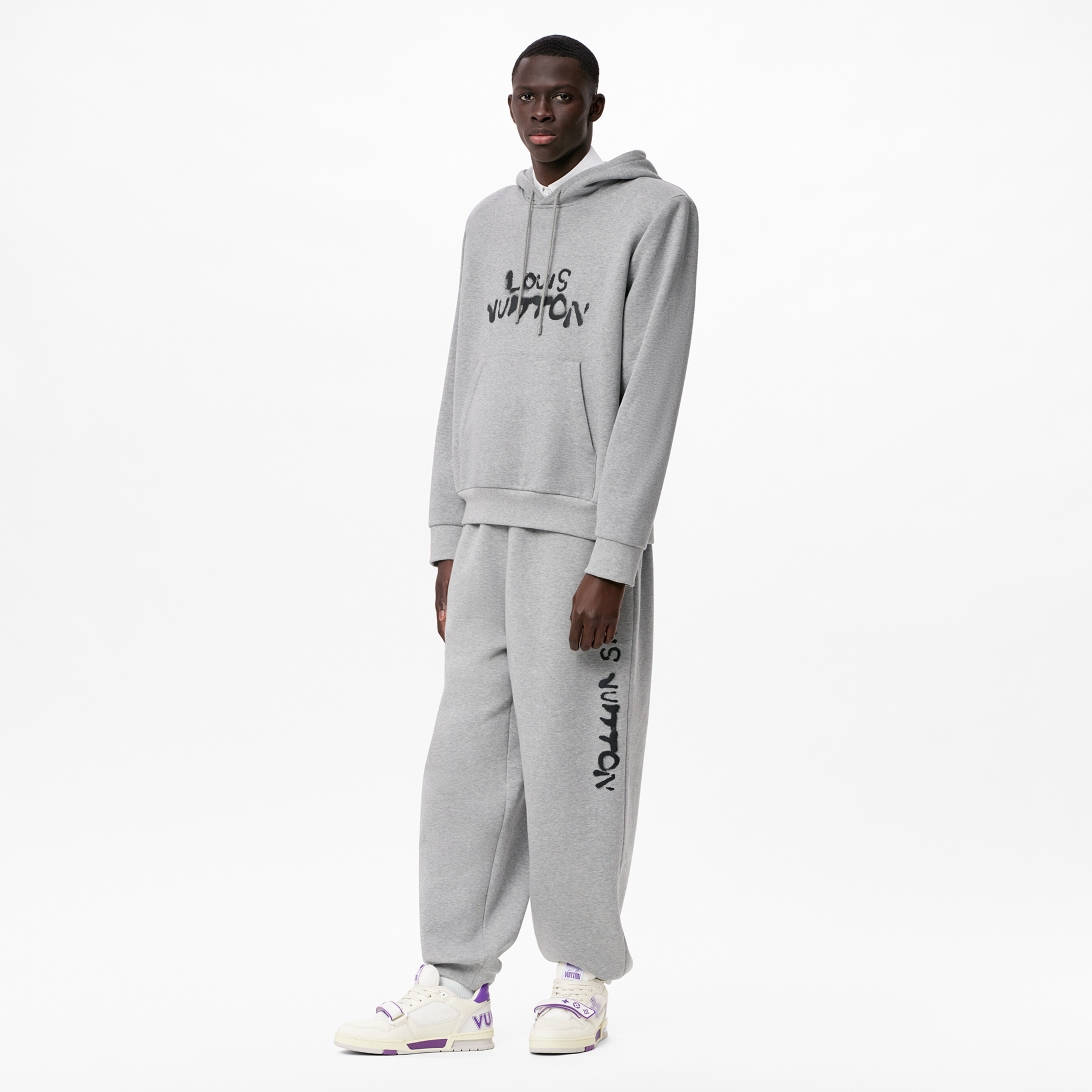 NIGO Louis Vuitton WORKING MAN Men's Spring/Fall Casual Fashion Solid Color Hooded Sweatshirt  Printed Solid Color Relaxed Fit Elastic Waist Pants Suit Set #nigo78693