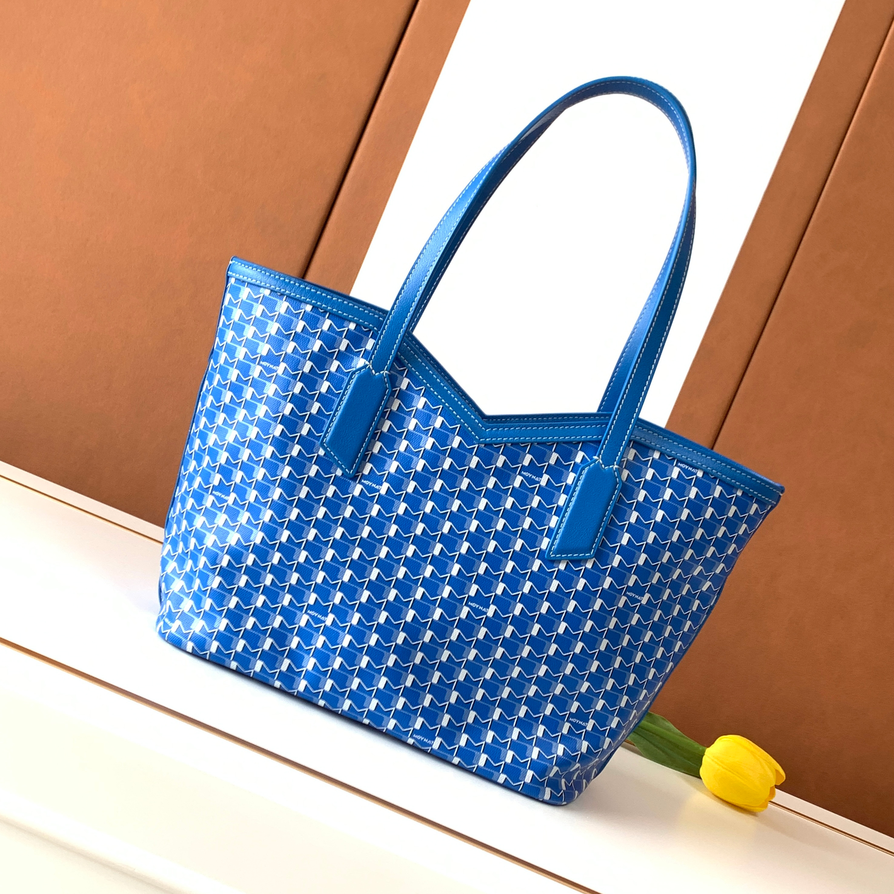 NIGO Moynat M Canvas Women's Classic Blue Canvas Tote Bag with Hook Closure Handheld and Shoulder Bag Bags #nigo78698