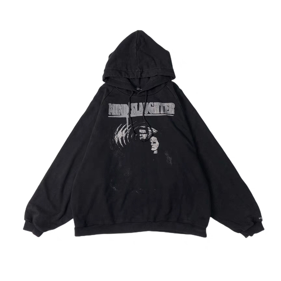 NIGO GRAILZ Men's & Women's Vintage Letter Print Washed Distressed Spring/Fall Cotton Solid Color Loose-Fit Hoodie Sweatshirt Ngvp #nigo2365