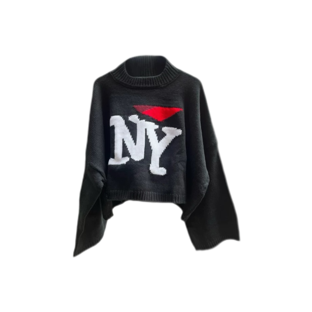 NIGO Raf Simons Men's Fall And Winter Black Ny Jacquard Round Neck Long Sleeve Knitted Sweater High Street Trend Casual Pullover Sweater Ngvp #nigo2462