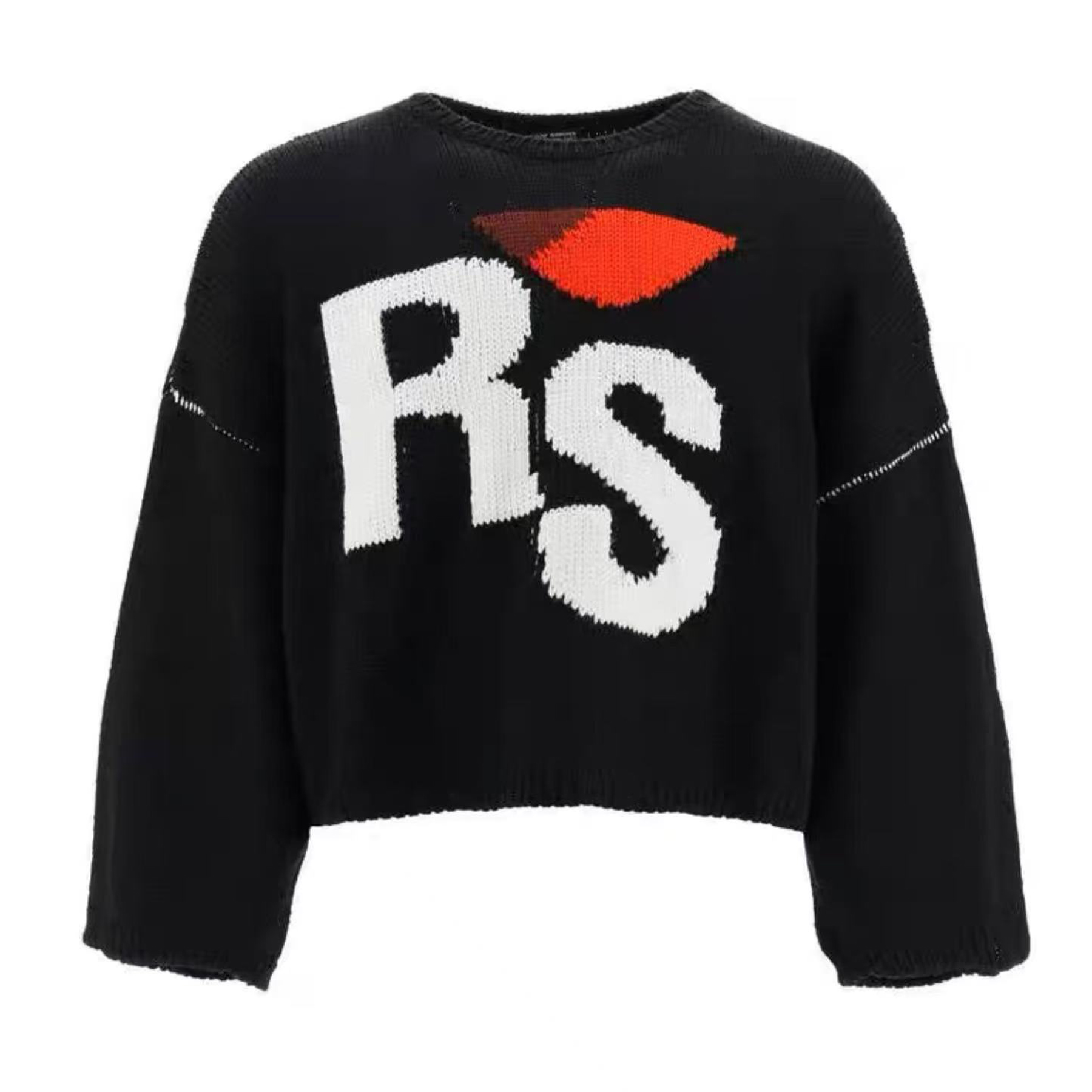NIGO Raf Simons Men's Fall And Winter Black White Rs Jacquard Round Neck Long Sleeve Knitted Sweater High Street Trend Casual Pullover Warm Tops Ngvp #nigo2463