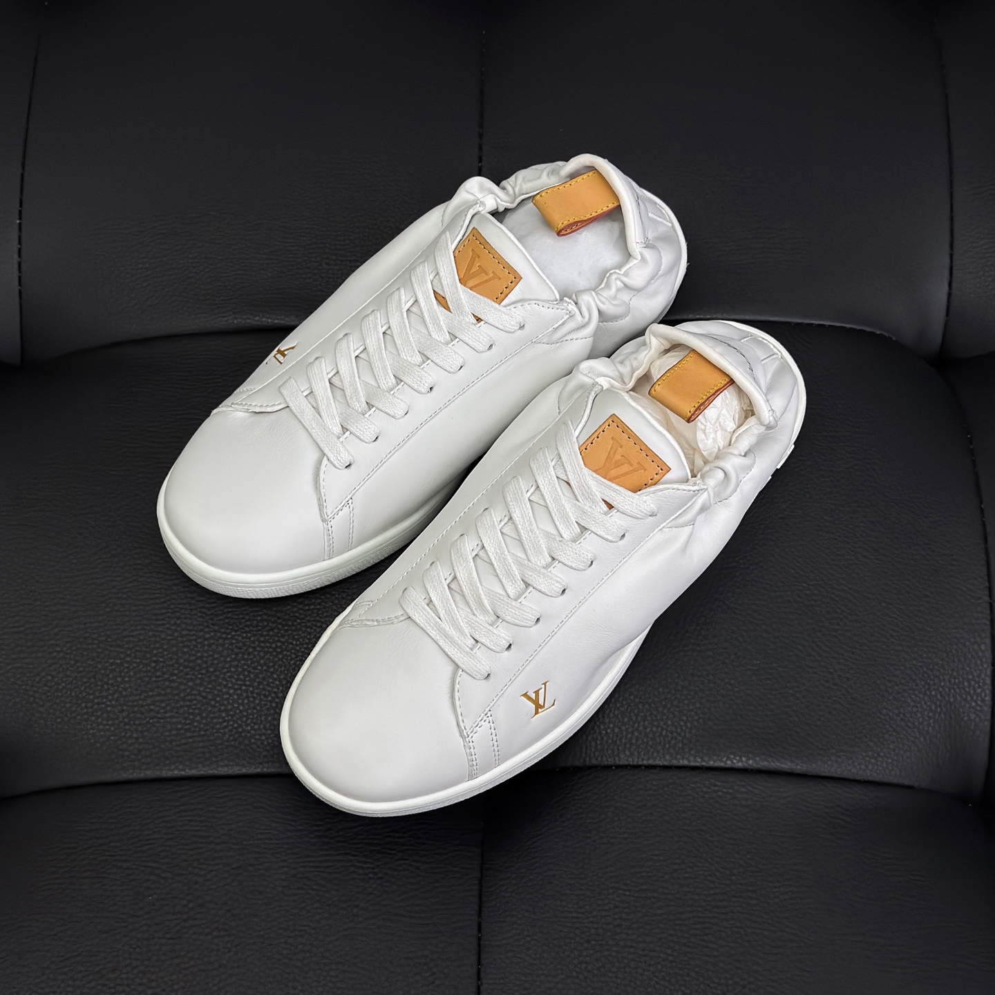 NIGO Louis Vuitton LV SOFT Men's And  Women's Spring/Fall Fashion Casual Round Toe Lace Up Solid Color Low Top Leather Mesh Fabric Sneakers Shoes #nigo78696