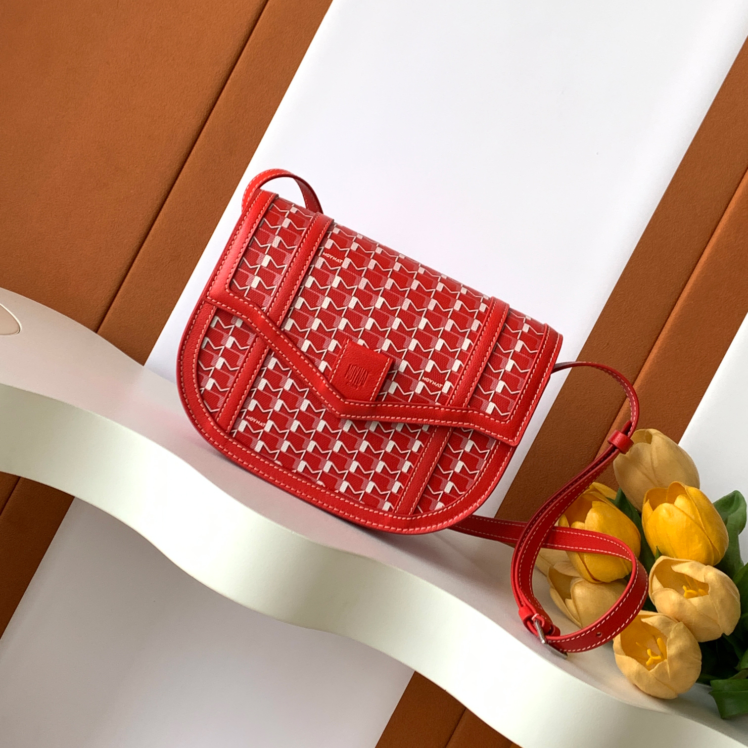 NIGO Moynat M Canvas Women's Fashion Classic Leather M Shaped Buckle Closure Adjustable Strap Crossbody Bag Shoulder Saddle Bag Bags #nigo78713