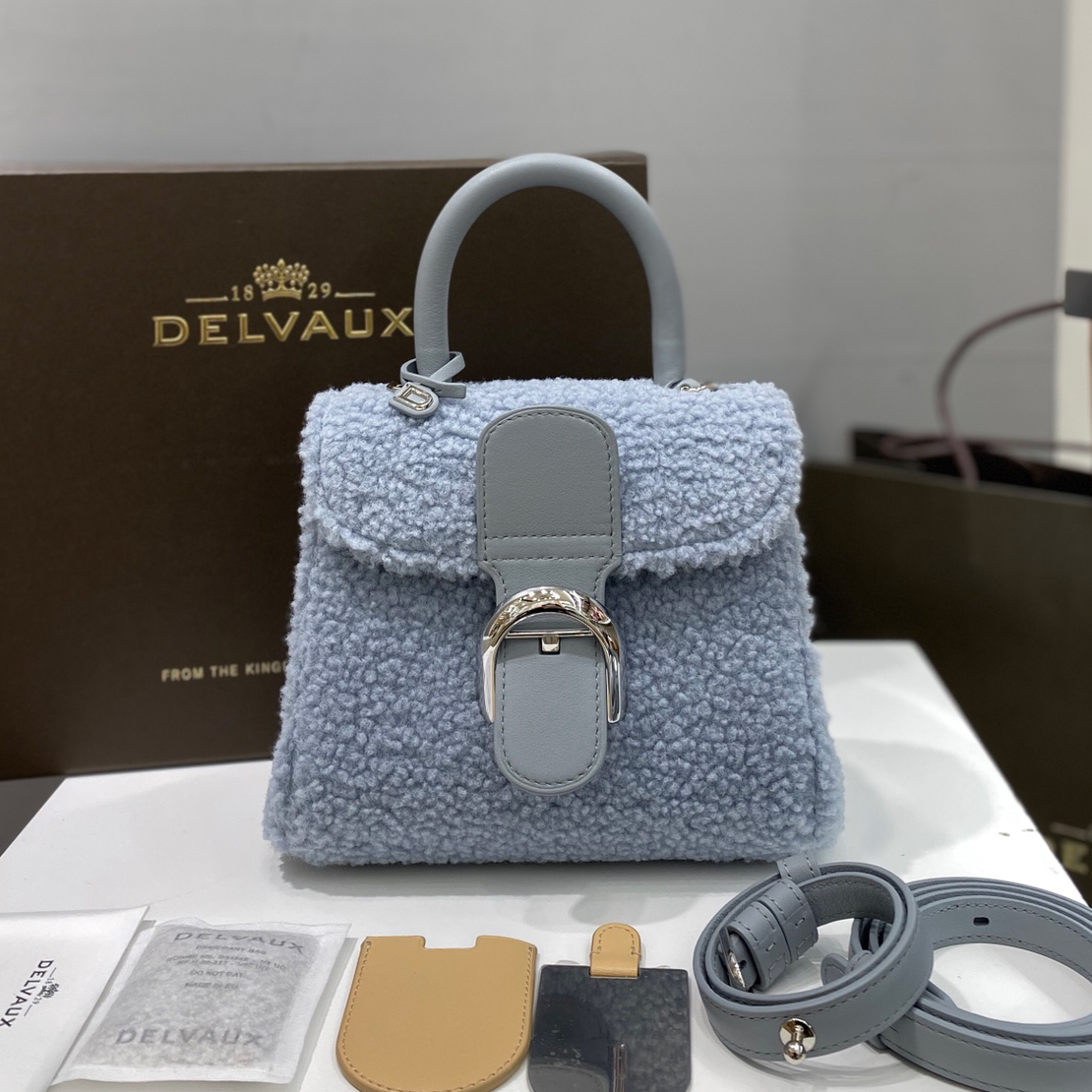 NIGO Delvaux Brillant Women's Classic Fashion Leather Shearling Adjustable Strap Crossbody Tote Bag  Bags #nigo78695