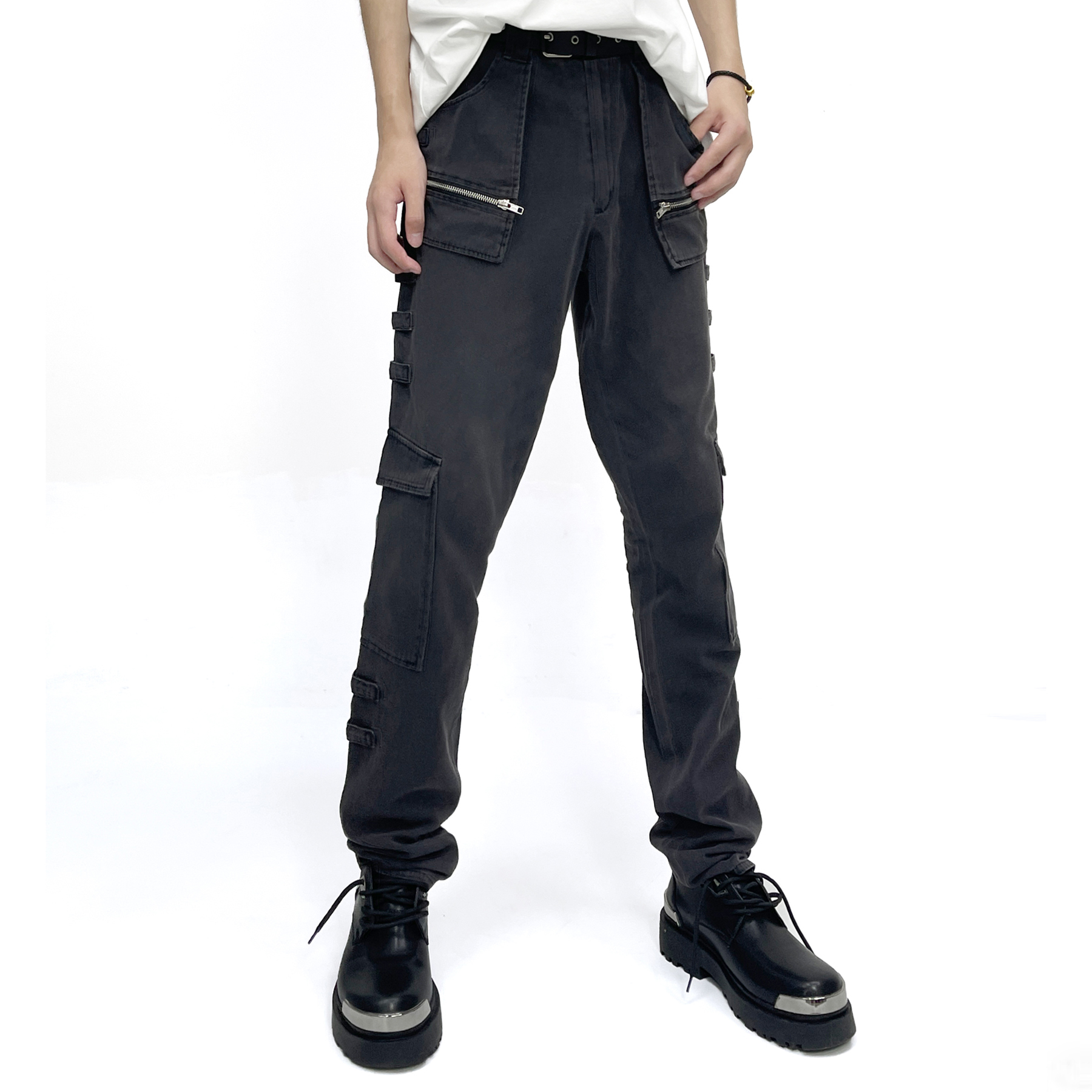 NIGO Raf Simons Men's Fall And Winter Retro Washed And Old Splicing Leggings Slim Casual Pants High Street Trend Pocket Tie Pants Ngvp #nigo2461