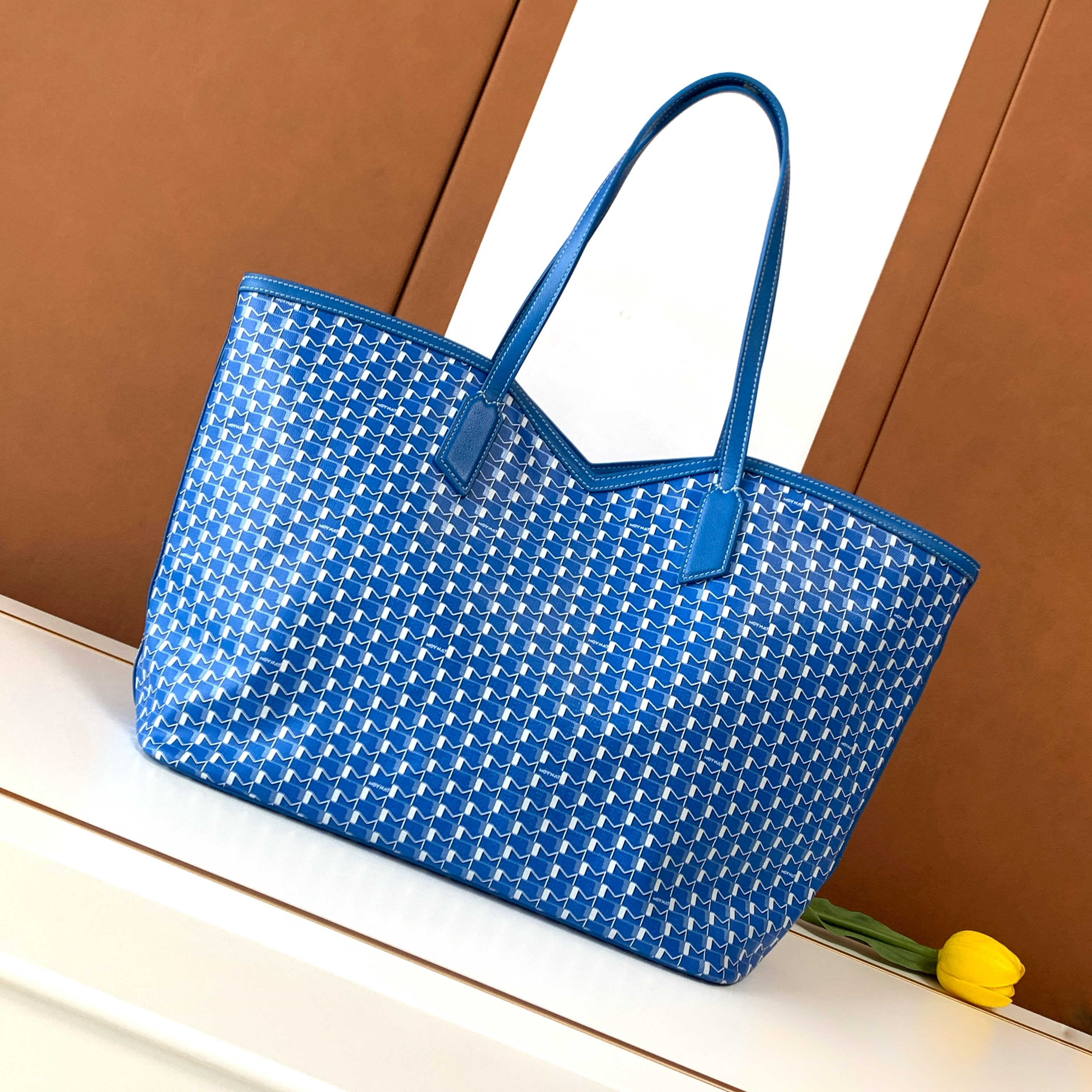 NIGO Moynat M Canvas Women's Classic Blue Canvas Tote Bag with Hook Closure Handheld and Shoulder Bag Bags #nigo78698