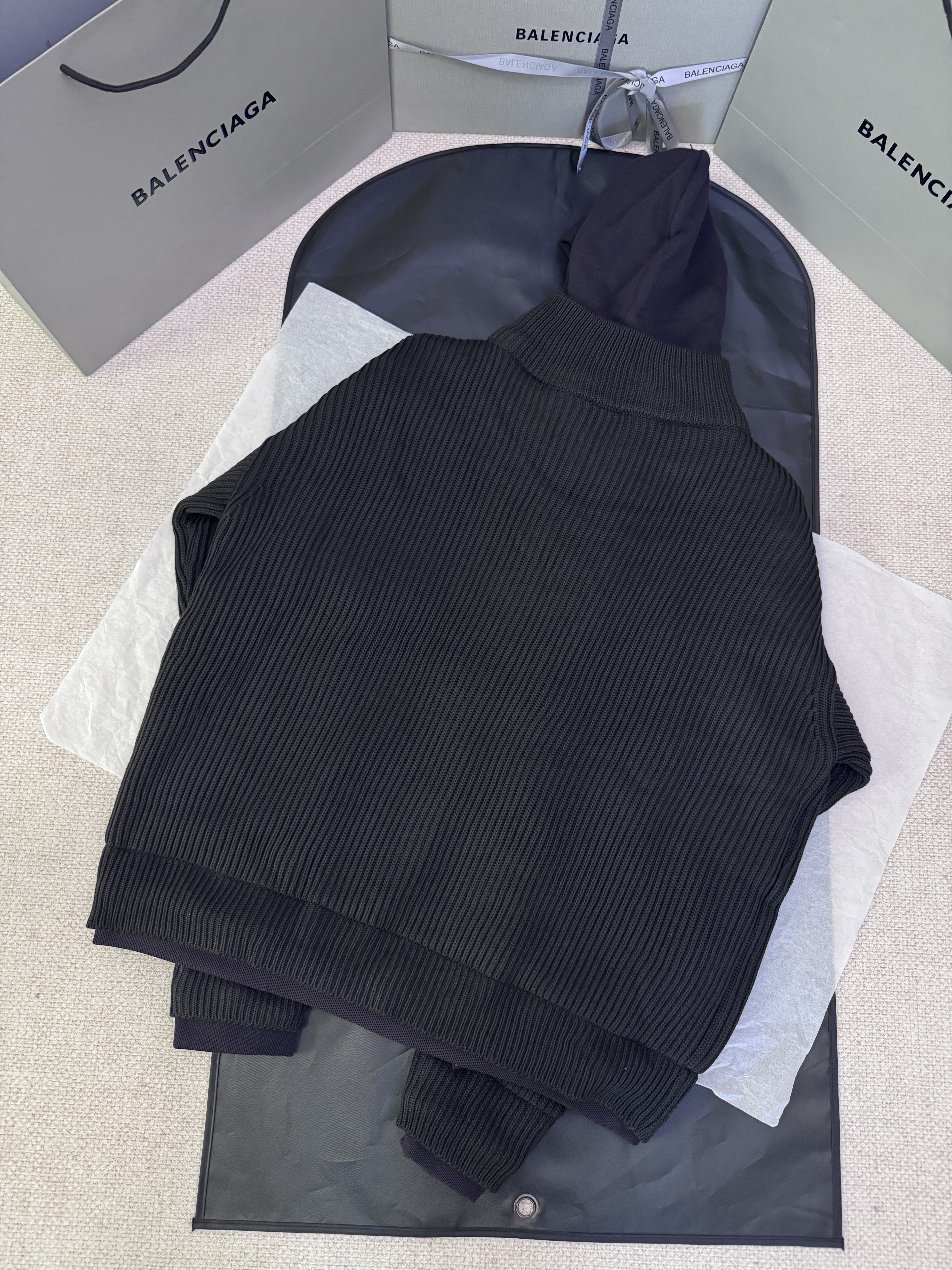 NIGO Balenciaga Men's Spring/Fall Fashion Hooded Zipper Knit Cardigan with Fake Two Piece Panel Design Cardigan #nigo78736