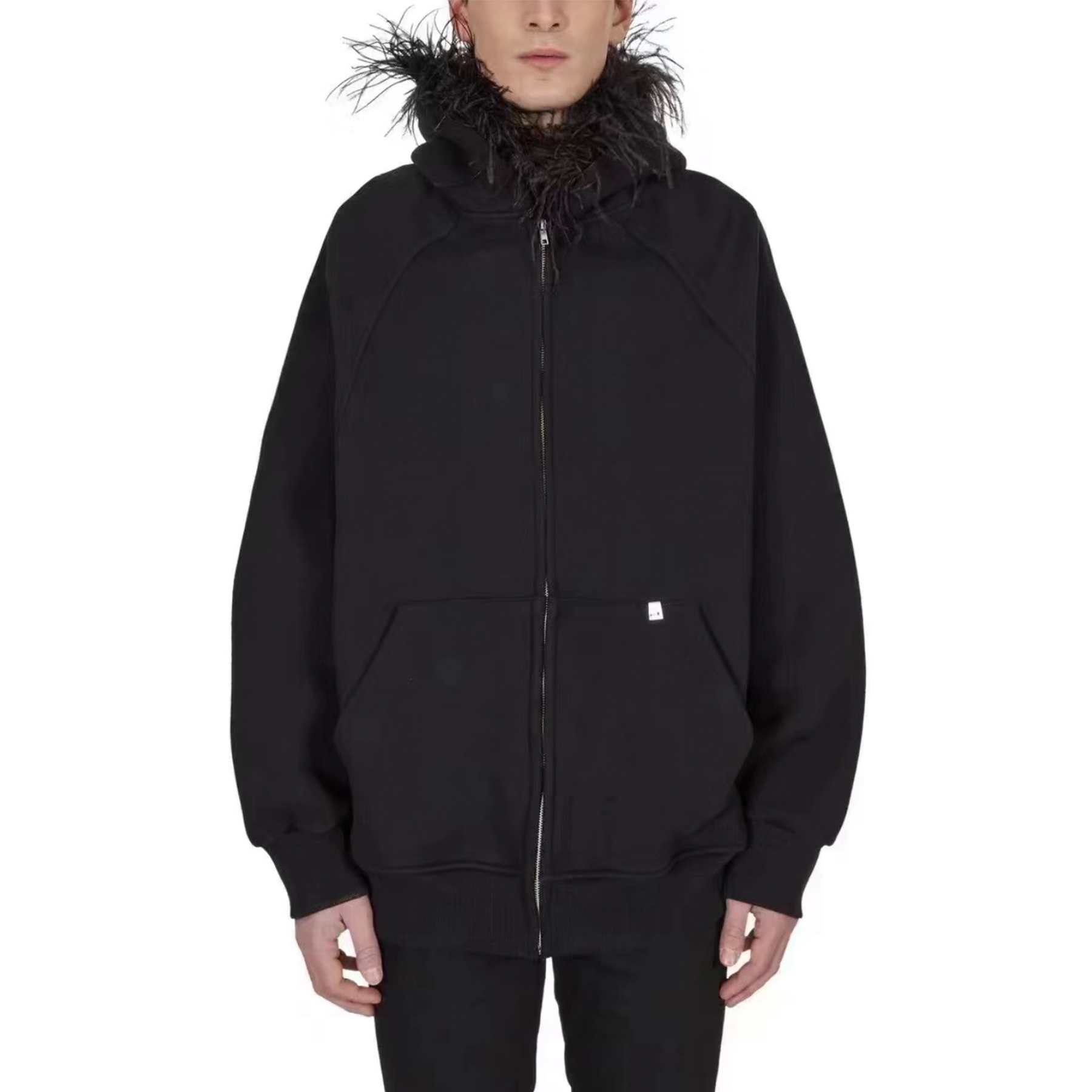 NIGO 1017 Alyx 9sm Men's Fall And Winter Ostrich Hair Sweater Loose Zipper Hoodie Pure Black Jacket Rocky Same High Street Trend Casual Sweatshirt Ngvp #nigo2467