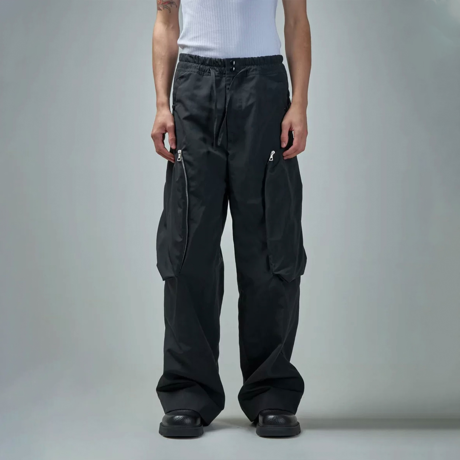 NIGO Dries Van Noten DVN Men's Spring And Summer Three-dimensional Cutting 3d Large Pockets Zipper Drawstring Nylon Work Pants Loose Straight Wide-leg Pants Casual Pants Ngvp #nigo2469