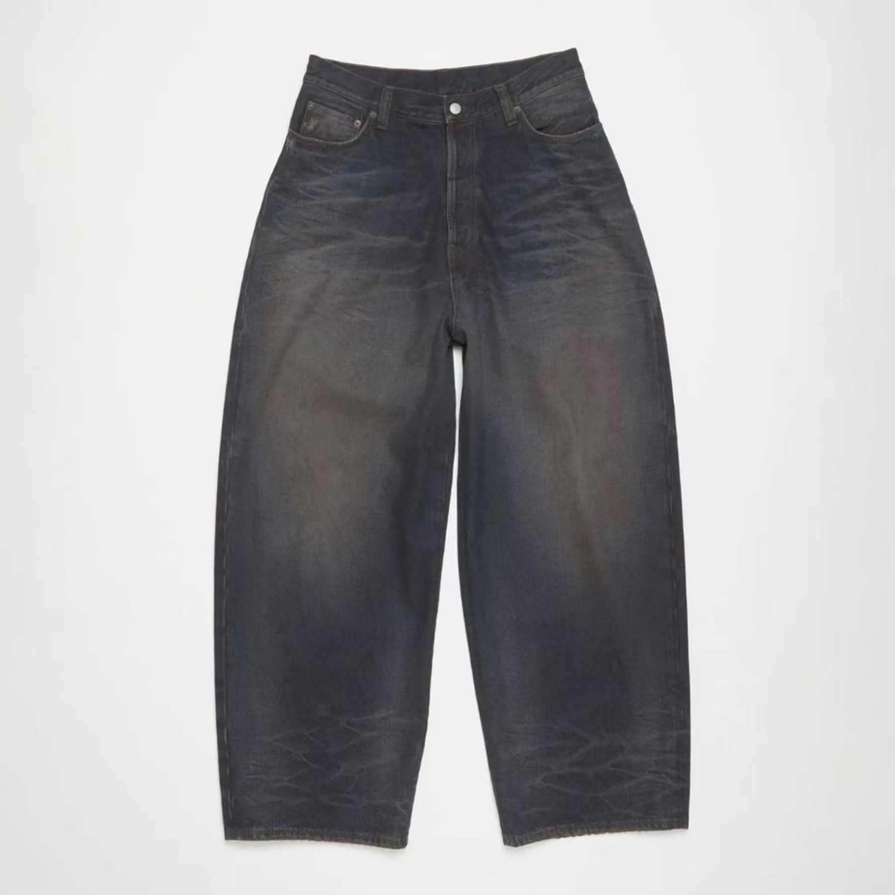 NIGO Acne Studios Men's Fall And Winter Dirty-dyed Old Metal Leather Pockets Washed Cat Whiskers Baggy Jeans Loose Wide-legged Pants Ngvp #nigo2472