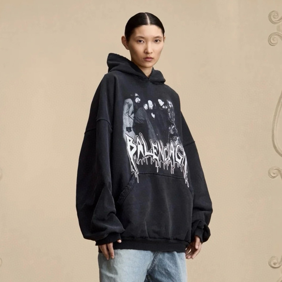 NIGO Balenciaga Men's and Women's Spring/Fall Fashion Casual Solid Color Vintage Knit Fabric Oversized Hooded Sweatshirt #nigo78738