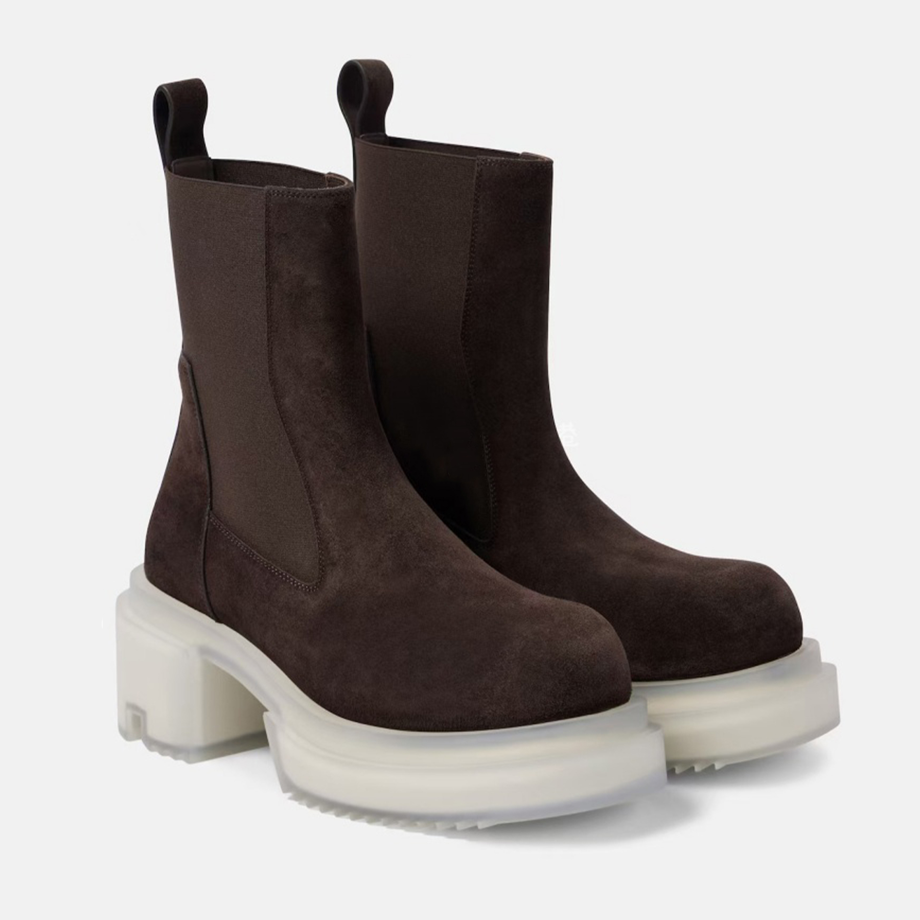 NIGO Rick Owens Men's Fall And Winter Elastic Thick Bottom Boots Round Head Suede Short Boots 7cm Fashion Trend Cowhide Mid-calf Shoes Ngvp #nigo2466