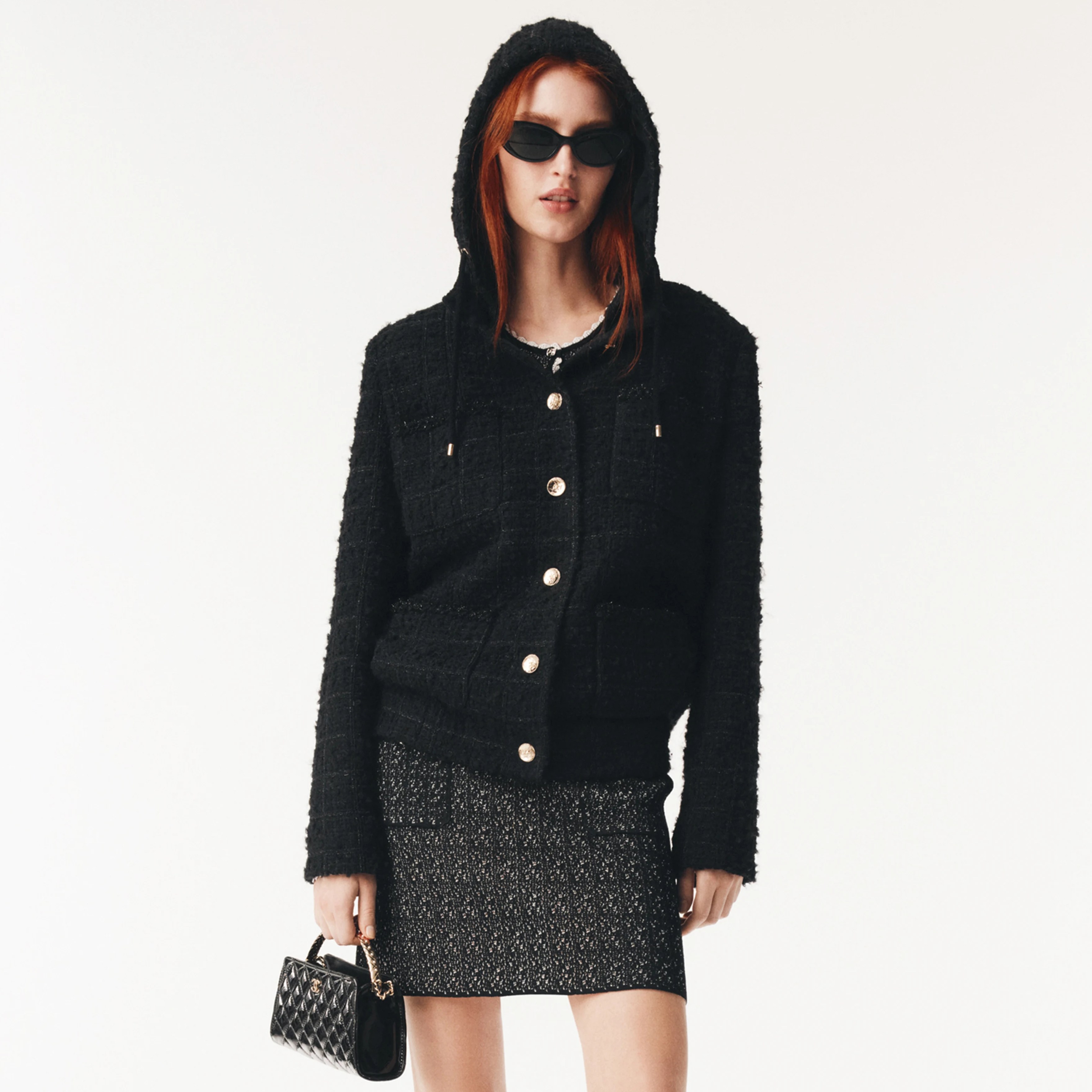 NIGO Chanel Women's Fall/Winter Multi-Pocket Tweed Solid Color Single-Breasted Long-Sleeve Hooded Jacket Ngvp #nigo2371