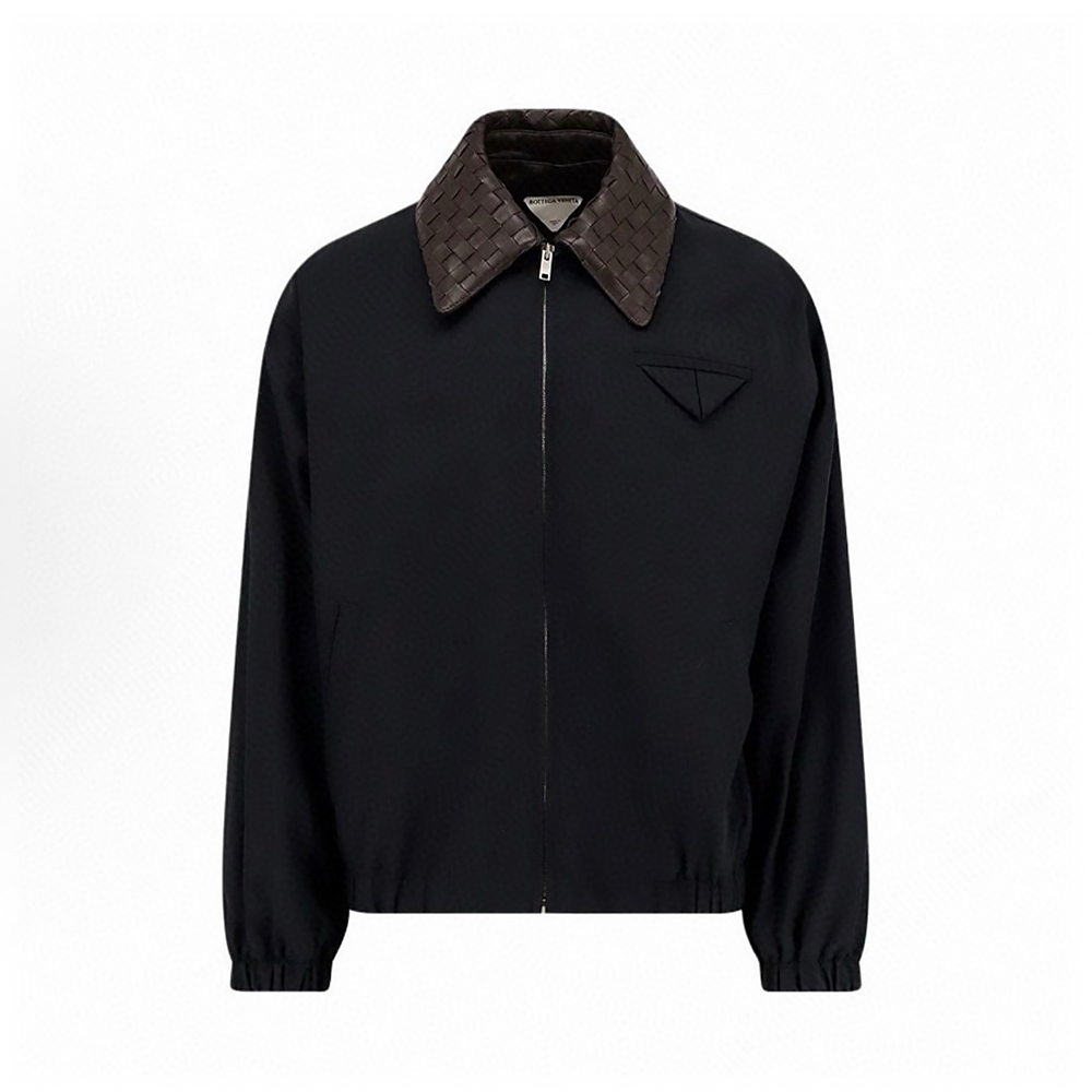 NIGO Bottega Veneta Men's Tech Cotton Zipper Woven Leather Collar Spring/Fall Solid Color Zipper Long Sleeve Jacket Ngvp #nigo2367