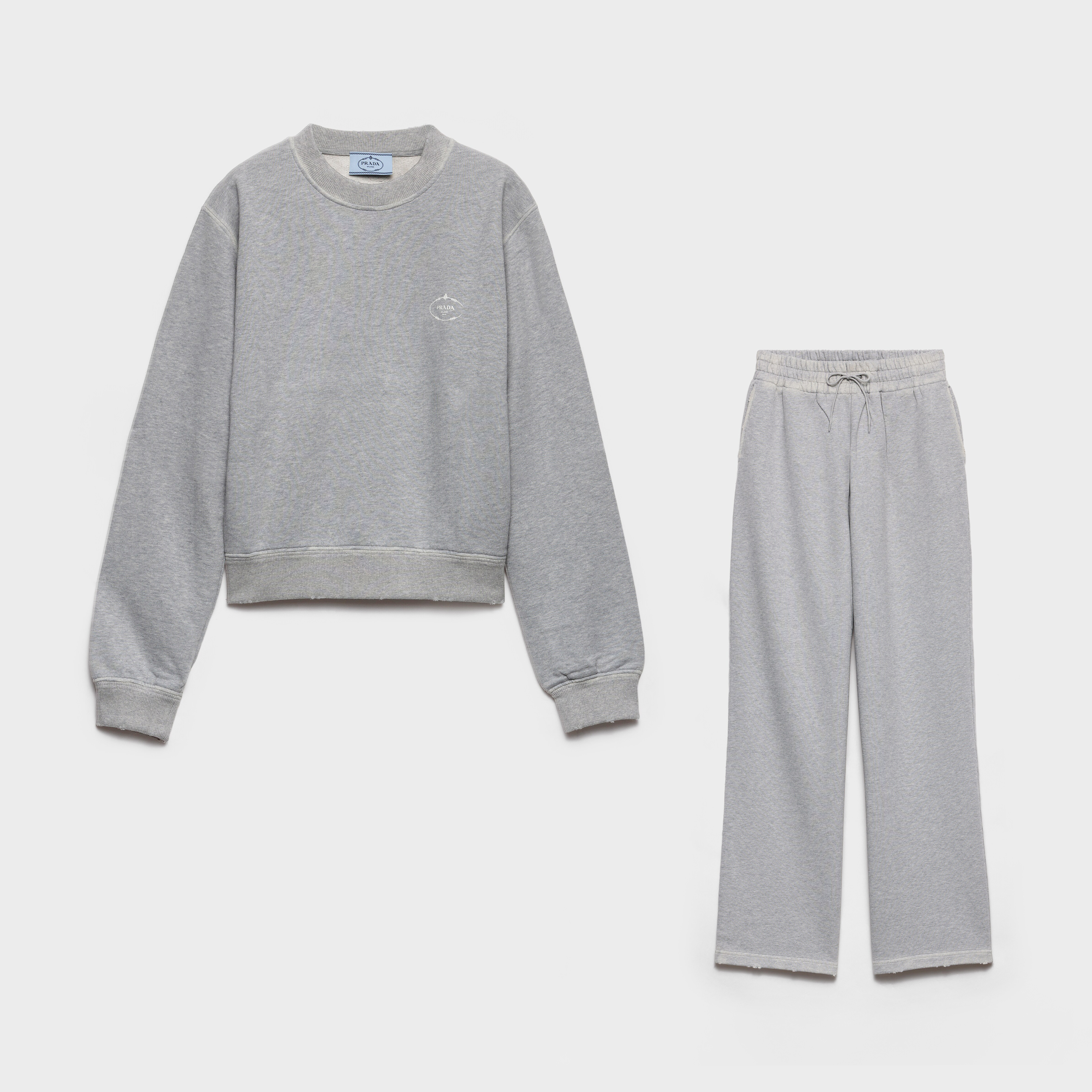 NIGO Prada Women's Fall/Winter Fashion Casual Solid Color Cotton Crewneck Long Sleeve Distressed Hoodie with Elastic Waistband Loose Fit Solid Color Pants Suit Set #nigo78751