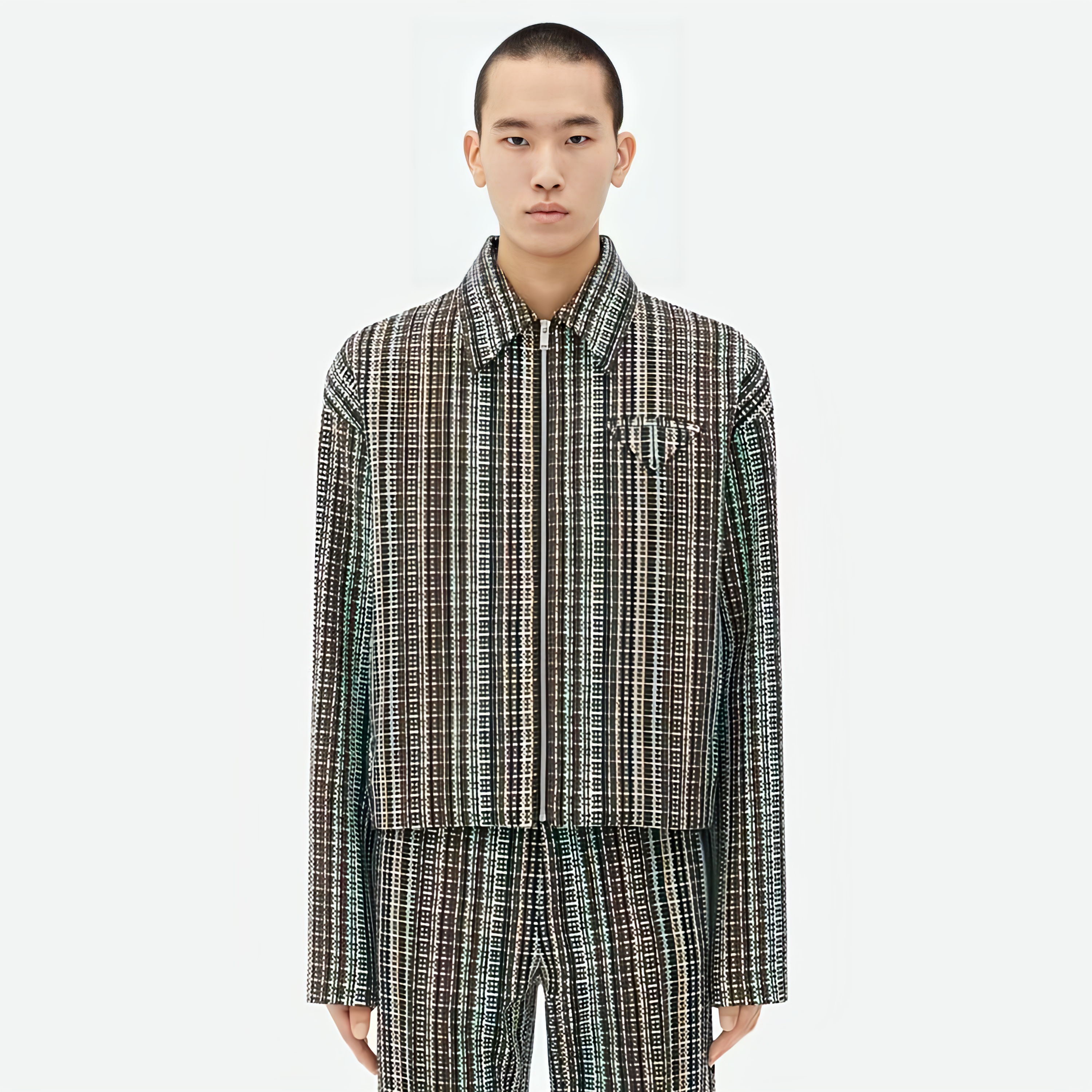 NIGO Bottega Veneta Men's Autumn And Winter Fashion Chunky Woven Multi-color Weaving Zipper Drop Shoulder Jacket Coat Lapel Casual Long Sleeve Jacket Ngvp #nigo2474