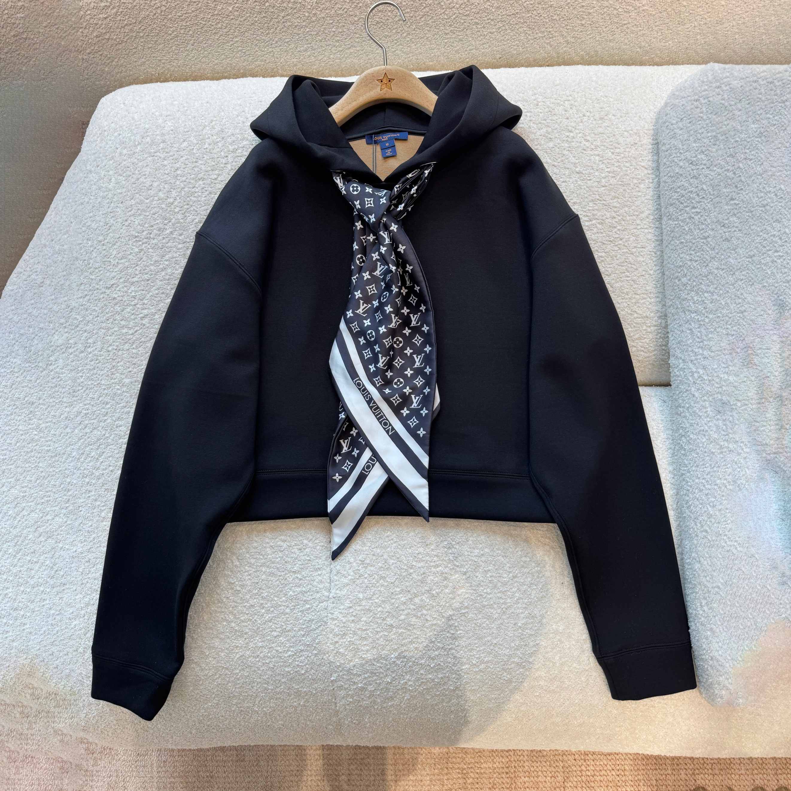 NIGO Louis Vuitton Women's Fall/Winter Fashion Casual Solid Color Vintage Print Scarf Hooded Pullover Long-Sleeve Sweatshirt #nigo78753