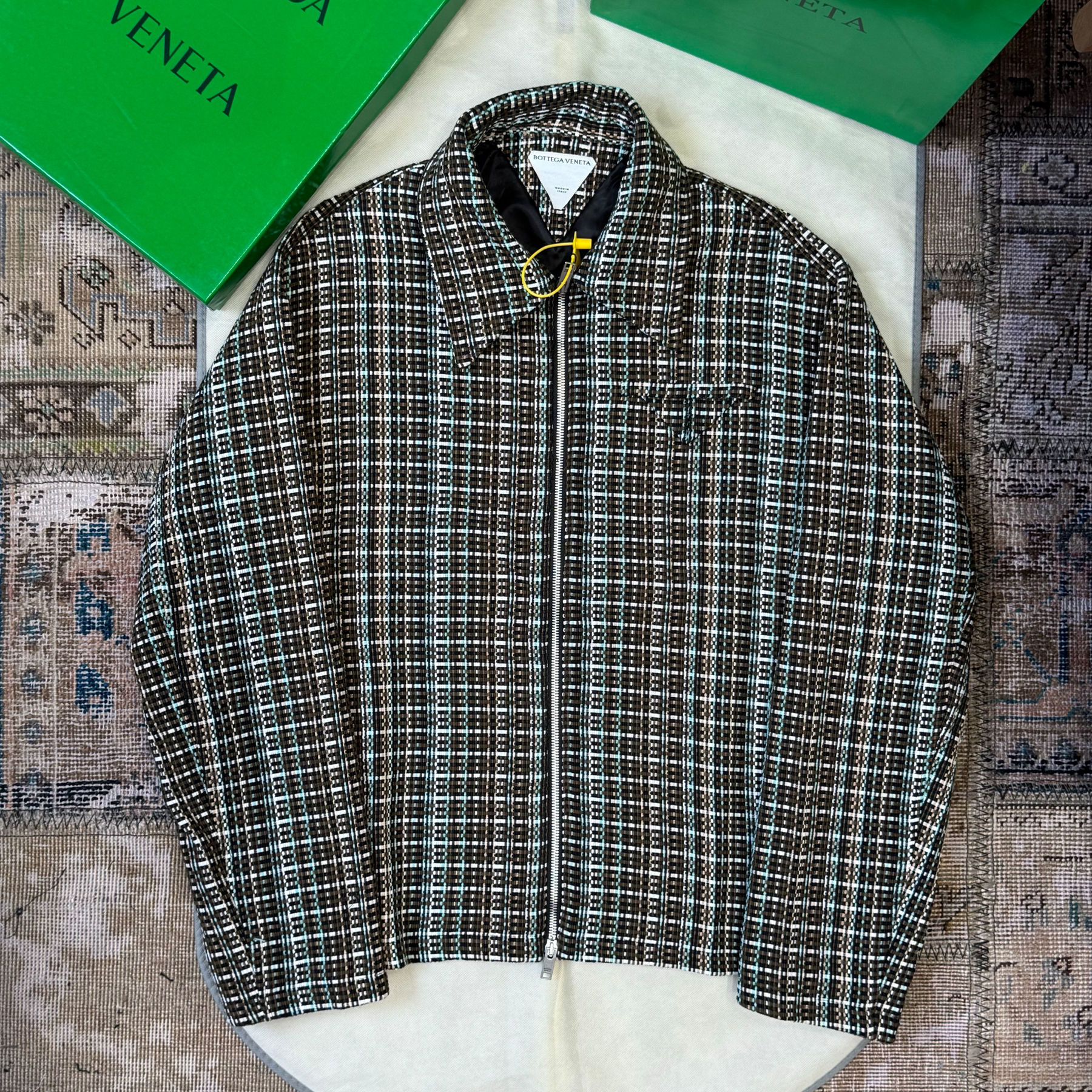 NIGO Bottega Veneta Men's Autumn And Winter Fashion Chunky Woven Multi-color Weaving Zipper Drop Shoulder Jacket Coat Lapel Casual Long Sleeve Jacket Ngvp #nigo2474