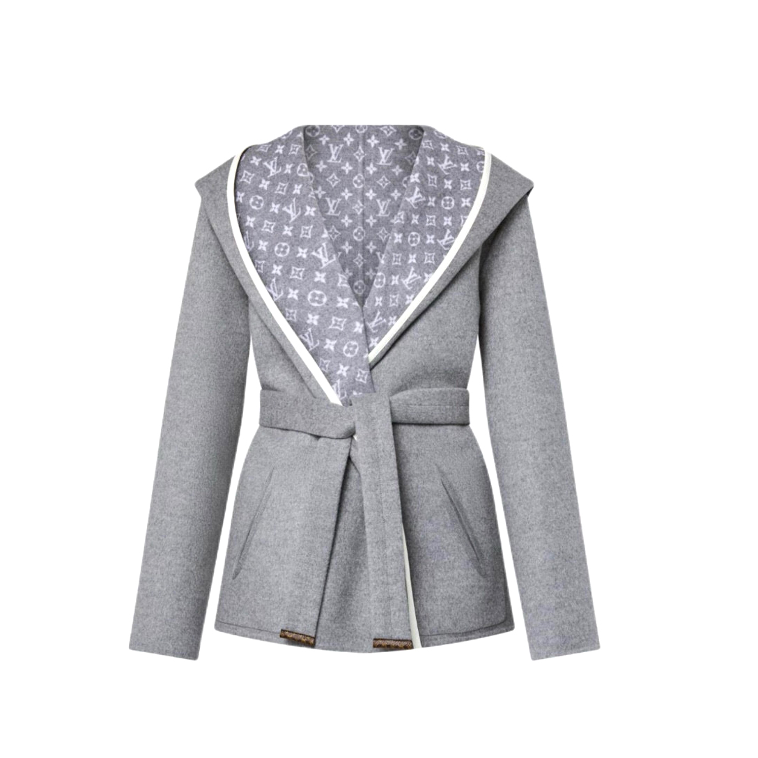 NIGO Louis Vuitton Women's Fall/Winter Fashion Classic V-Neck Reversible Jacquard Pattern Hooded Short Coat Jacket #nigo78748