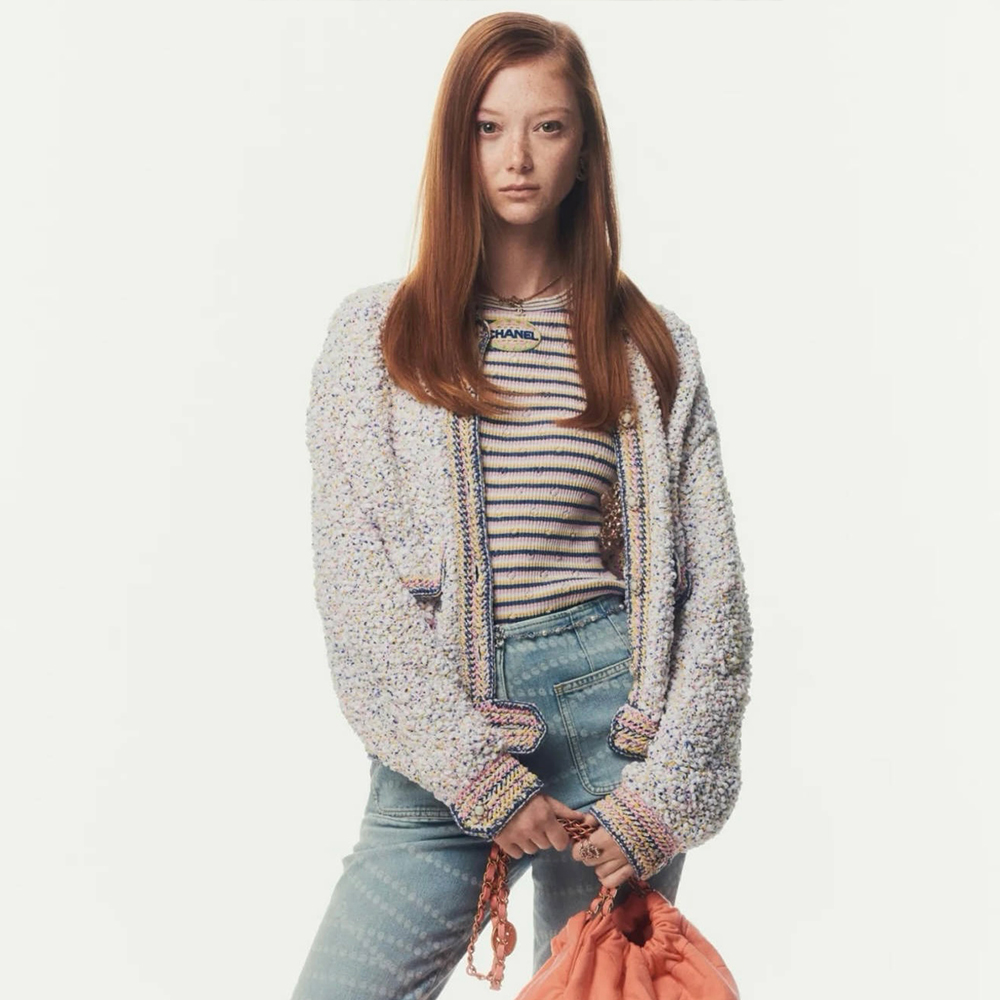 NIGO Chanel Women's Waist-Defining Single-Breasted Colorful Knit Cotton Long-Sleeve Cardigan Jacket Ngvp #nigo2374