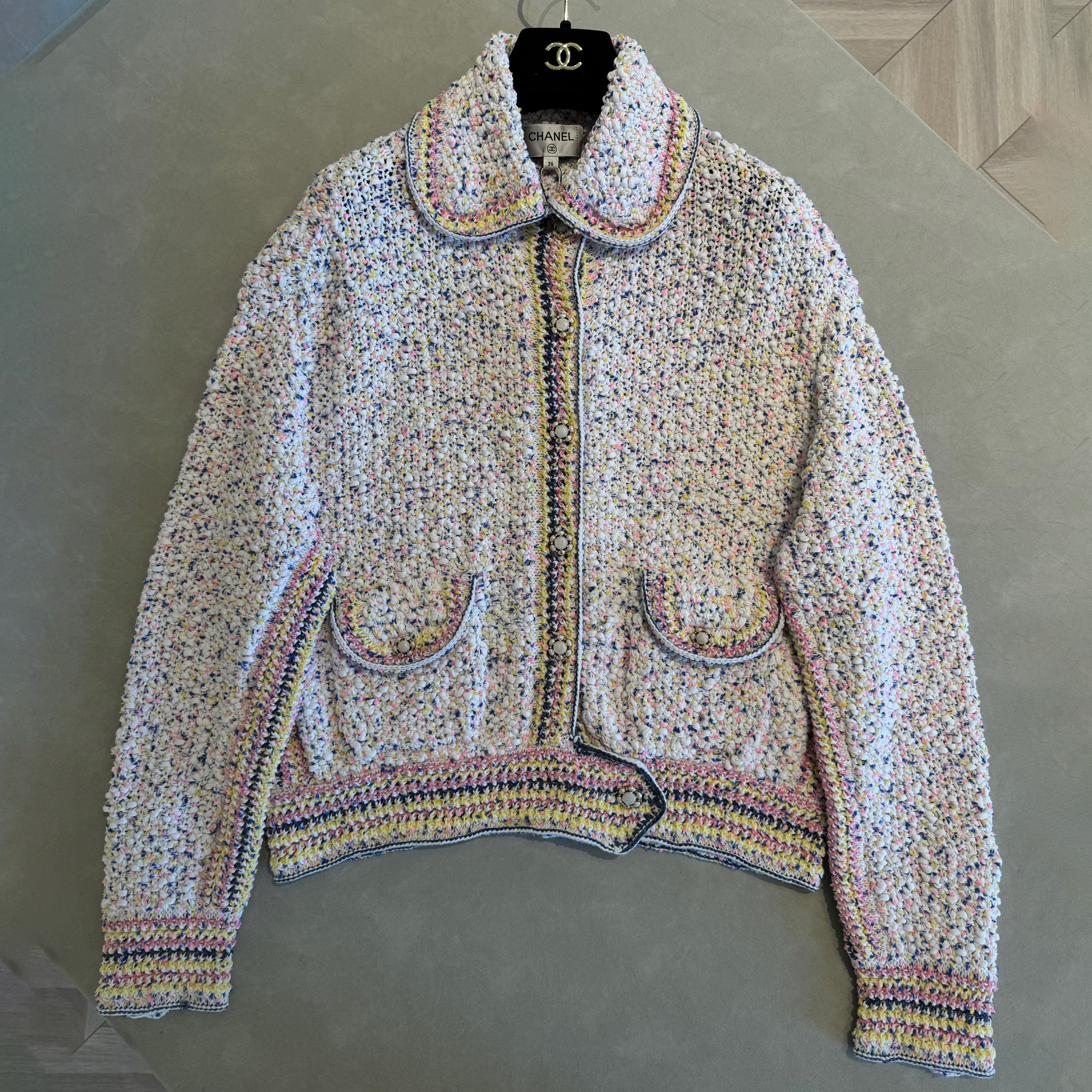 NIGO Chanel Women's Waist-Defining Single-Breasted Colorful Knit Cotton Long-Sleeve Cardigan Jacket Ngvp #nigo2374
