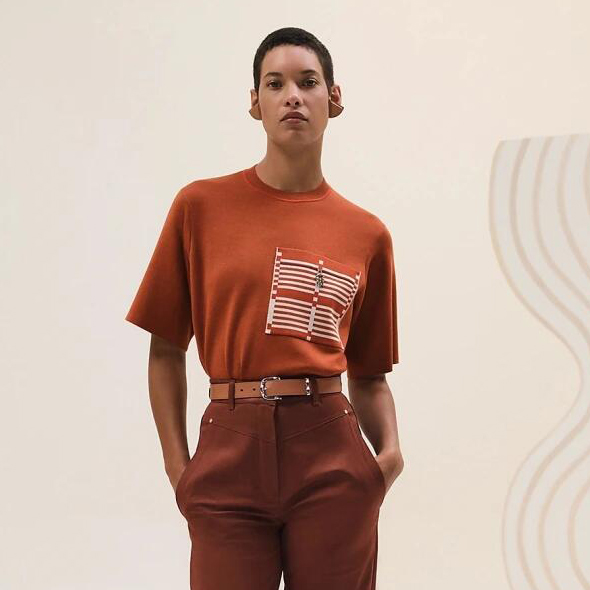 NIGO Hermes Women's Spring/Summer Fashion Casual Crew Neck Silk Cotton Blend Short Sleeve Pullover T-Shirt #nigo78755