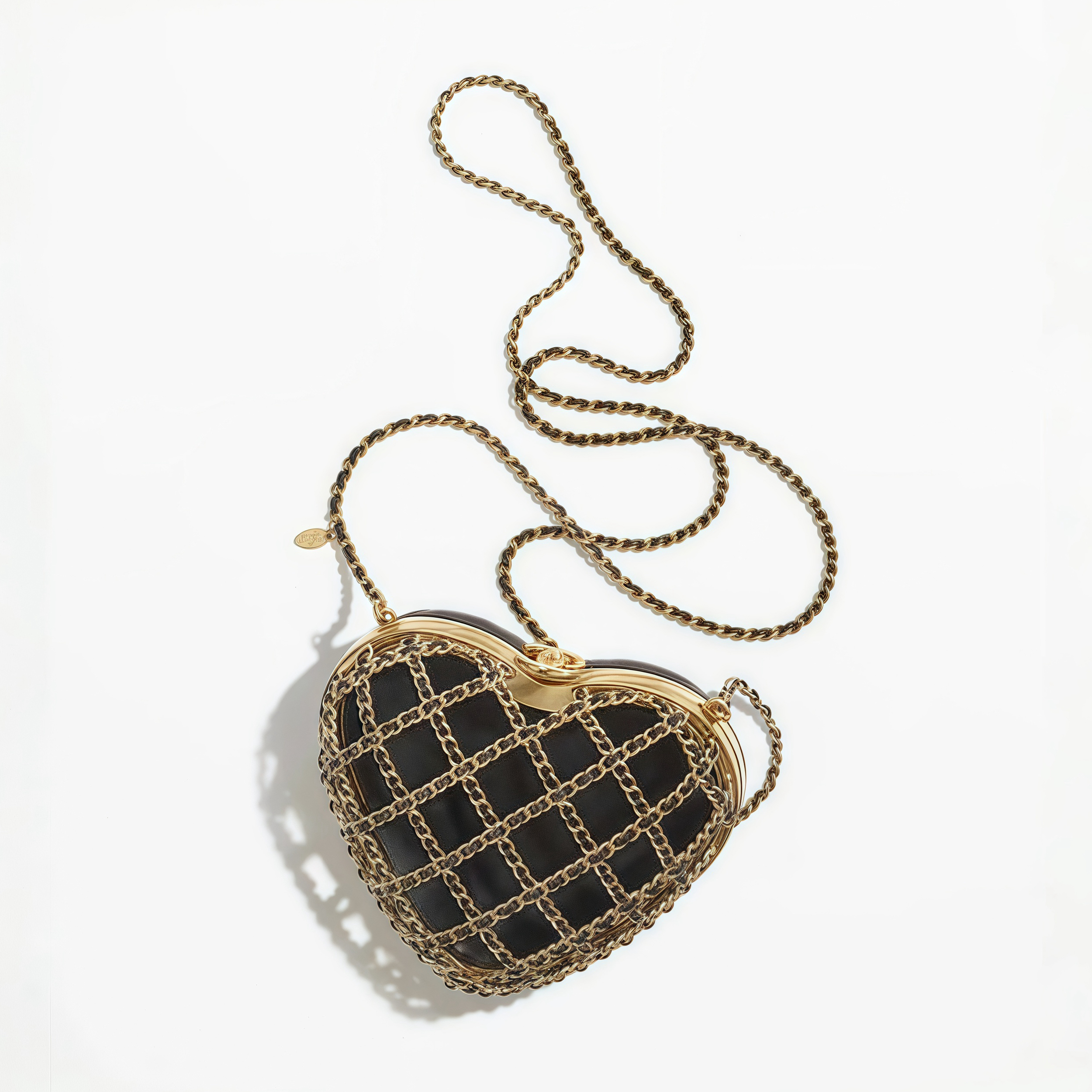 NIGO Chanel Women's Hollow-Design Chain Heart Clutch Bag Casual Leather Solid-Color Evening Bag Single-Shoulder Crossbody Bag Bags AS4027-B10729-94305 #nigo81563