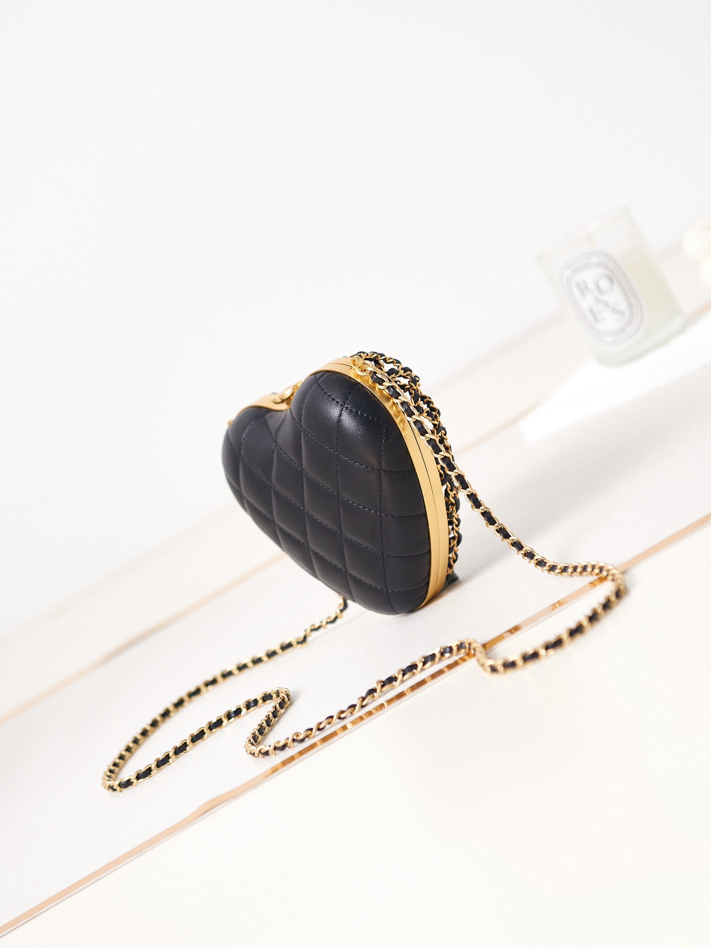 NIGO Chanel Women's Hollow-Design Chain Heart Clutch Bag Casual Leather Solid-Color Evening Bag Single-Shoulder Crossbody Bag Bags AS4027-B10729-94305 #nigo81563