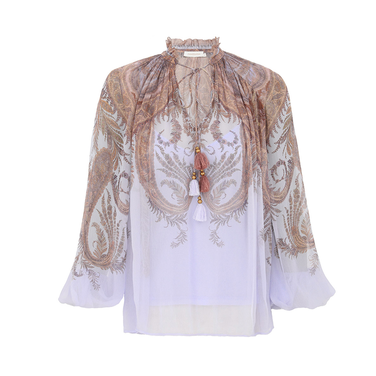 NIGO Zimmermann Women's Spring/Summer/Fall V-Neck Floral Print Loose-Fit Long-Sleeve Blouse Viscose Casual High-Waisted Shorts #nigo81566