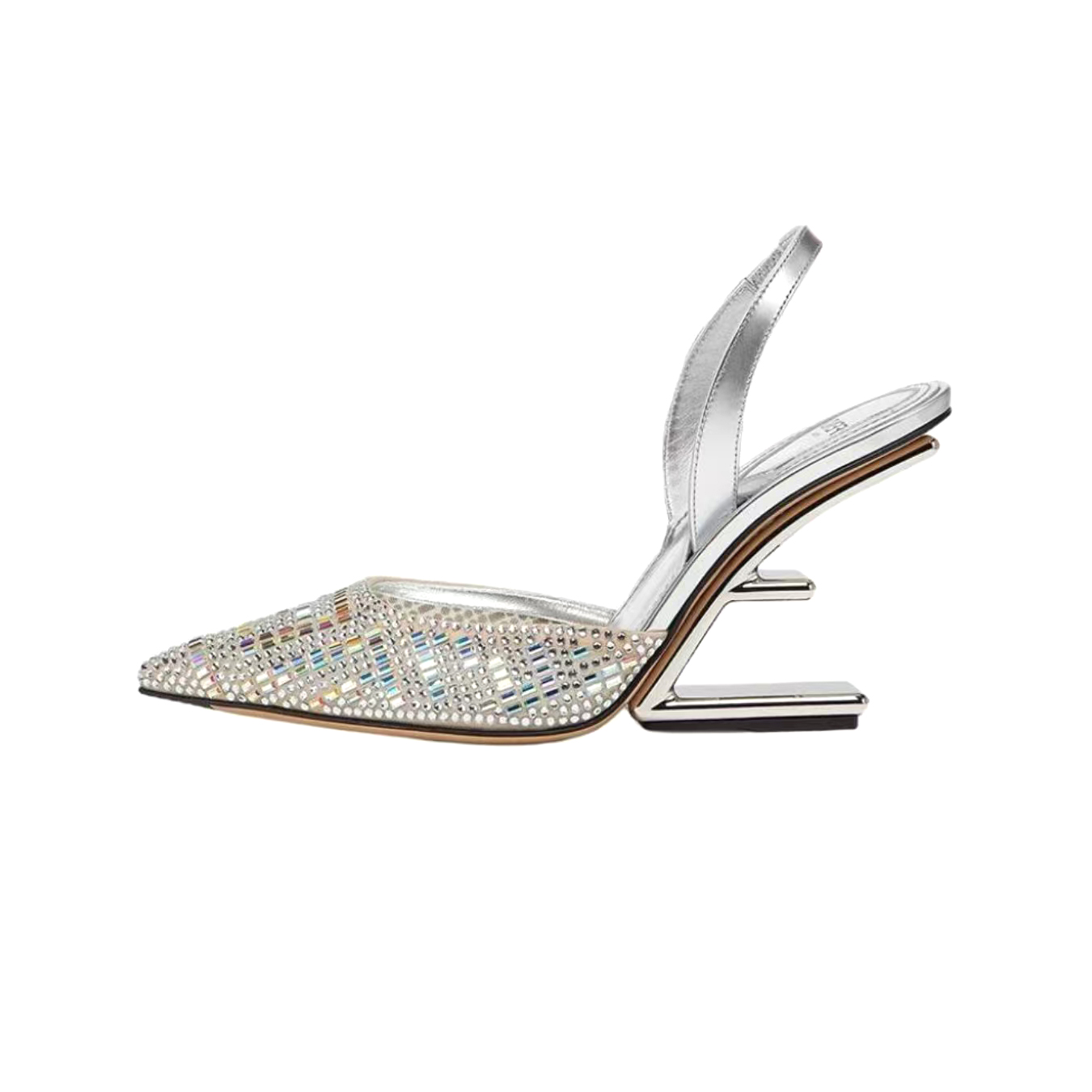 NIGO Fendi Women's Spring/Fall Fashion Classic Pointed-Toe Leather Metal Diagonal F-Shaped 3D Heel High Heels Shoes #nigo78767