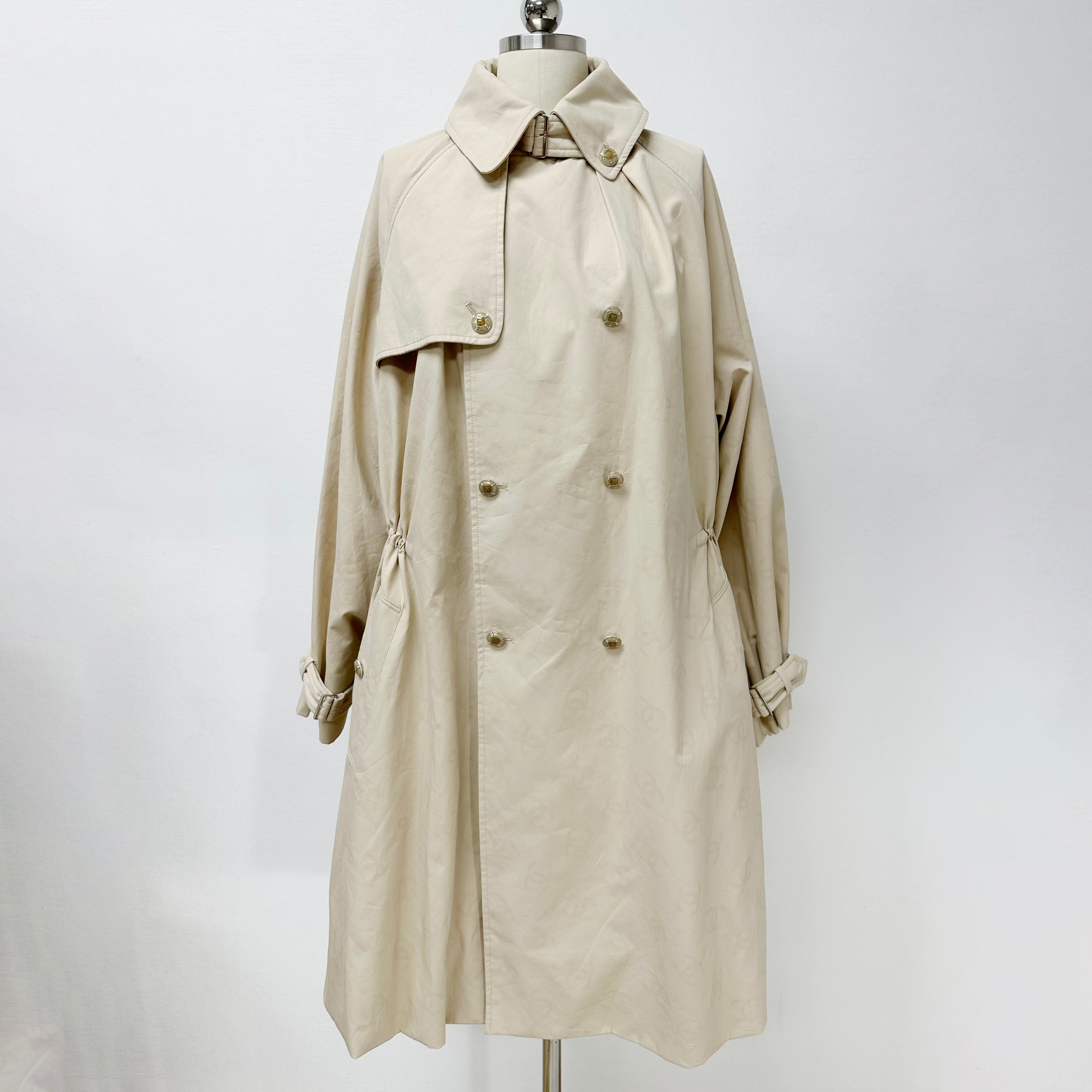 NIGO Chanel Women's Spring/Fall Casual Double Breasted Collared Long Print Trench Coat with Elastic Waistband Jacket #nigo78777