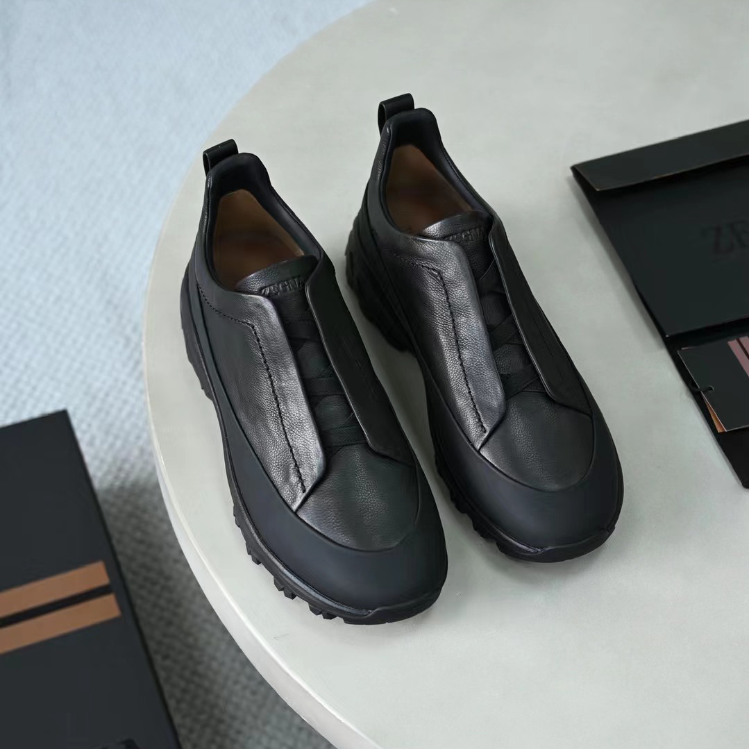 NIGO Ermenegildo Zegna Triple Stitch™ Monte Men's Fall/Winter Fashion Casual Round Toe Slip On Leather Suede Low Top Slip On Sneakers Shoes #nigo78782