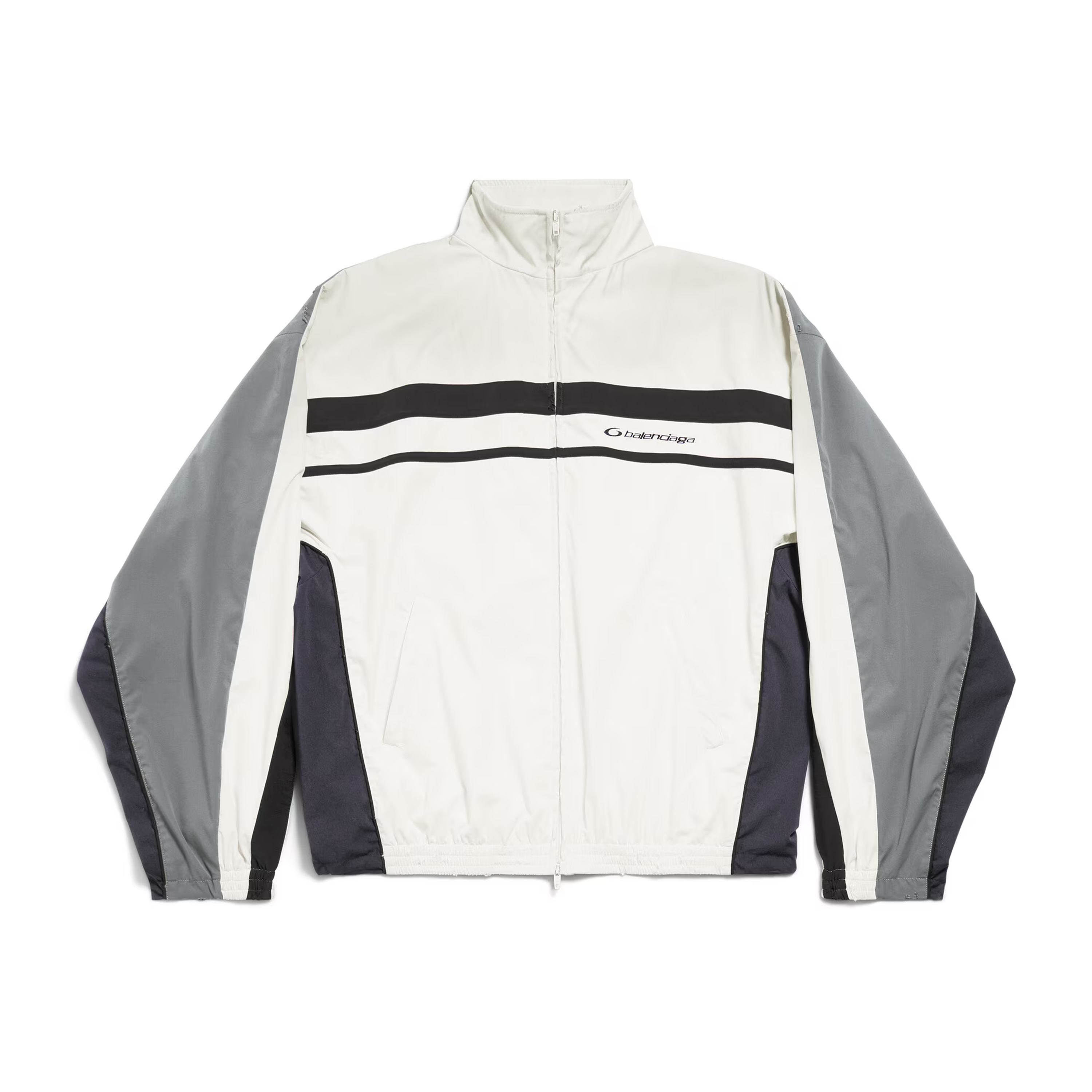 NIGO Balenciaga Men's Faded Black 50/50 Tracksuit Jacket Spring/Fall Zipper Long-Sleeve Outerwear Casual Patchwork Stretch Relaxed-Fit Sweatpants #nigo81565