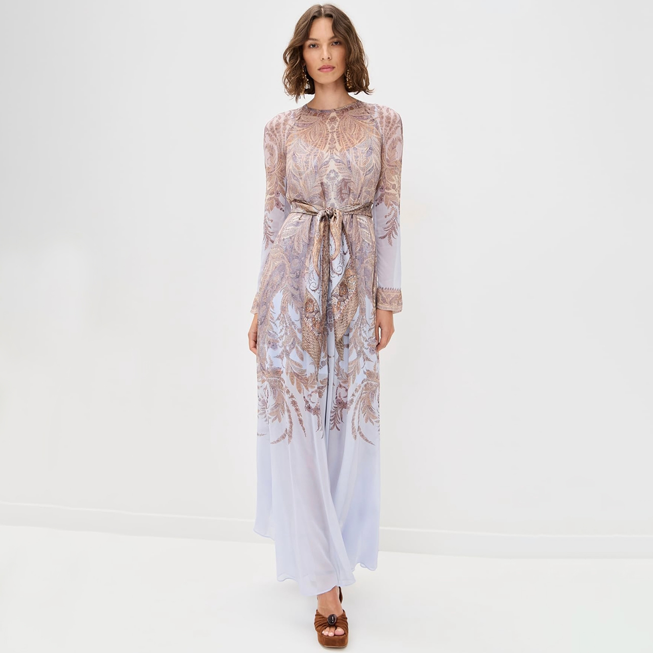 NIGO Zimmermann Women's Hypnotic Sheath Summer Round Neck Floral Print Zipper Long Sleeved Mid Waist Dresses #nigo81569