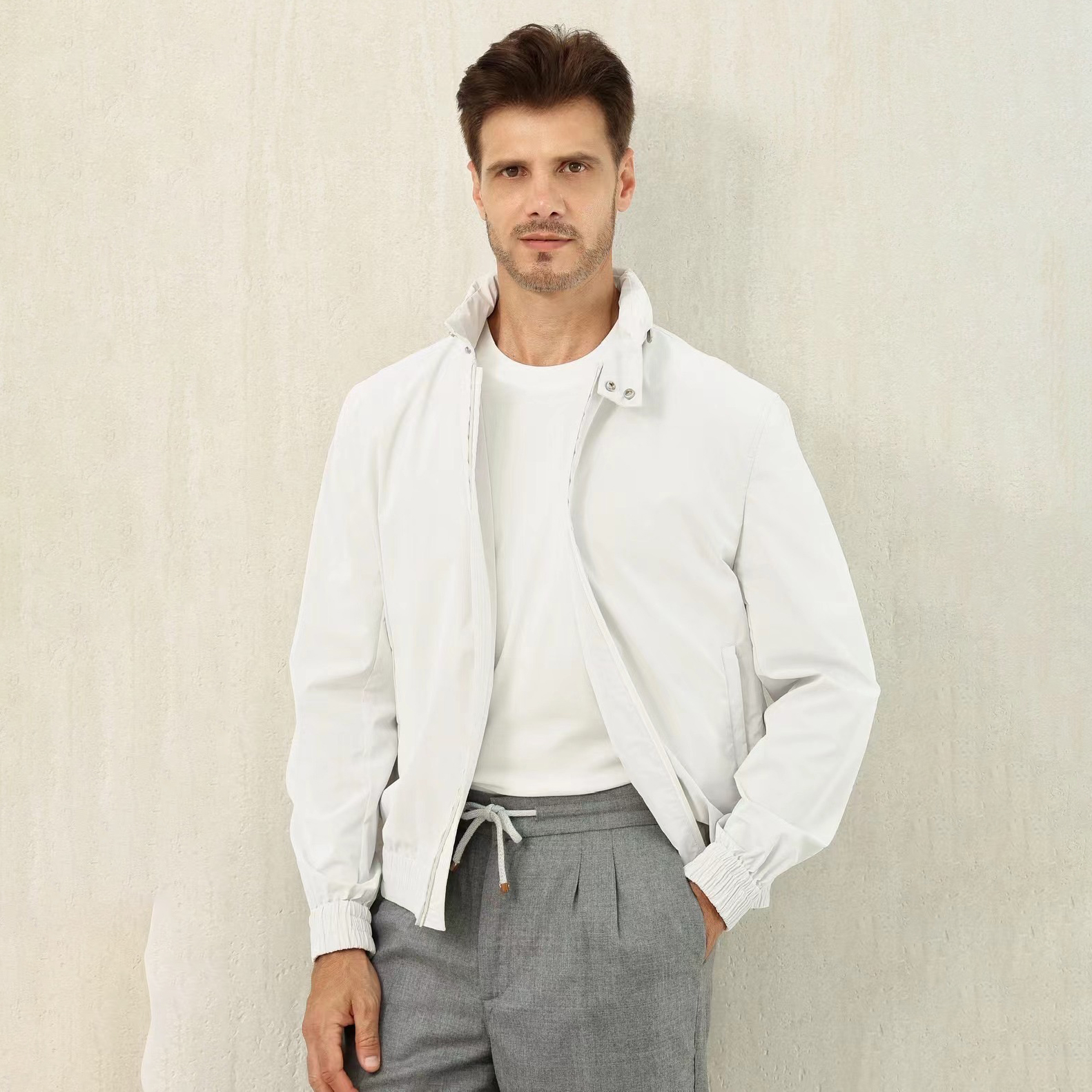 NIGO Brunello Cucinelli Men's Spring/Fall Fashion Casual Stand Collar Zipper Waist Elastic Long Sleeve Jacket #nigo78776