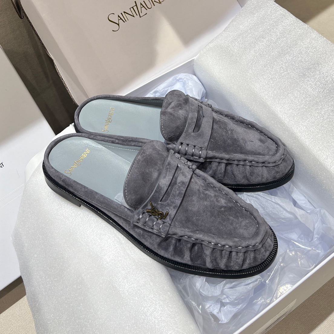 NIGO Saint Laurent Men's And Women's Spring/Fall Fashion Casual Round-Toe Flat-Sole Open-Back Loafers Shoes #nigo78768