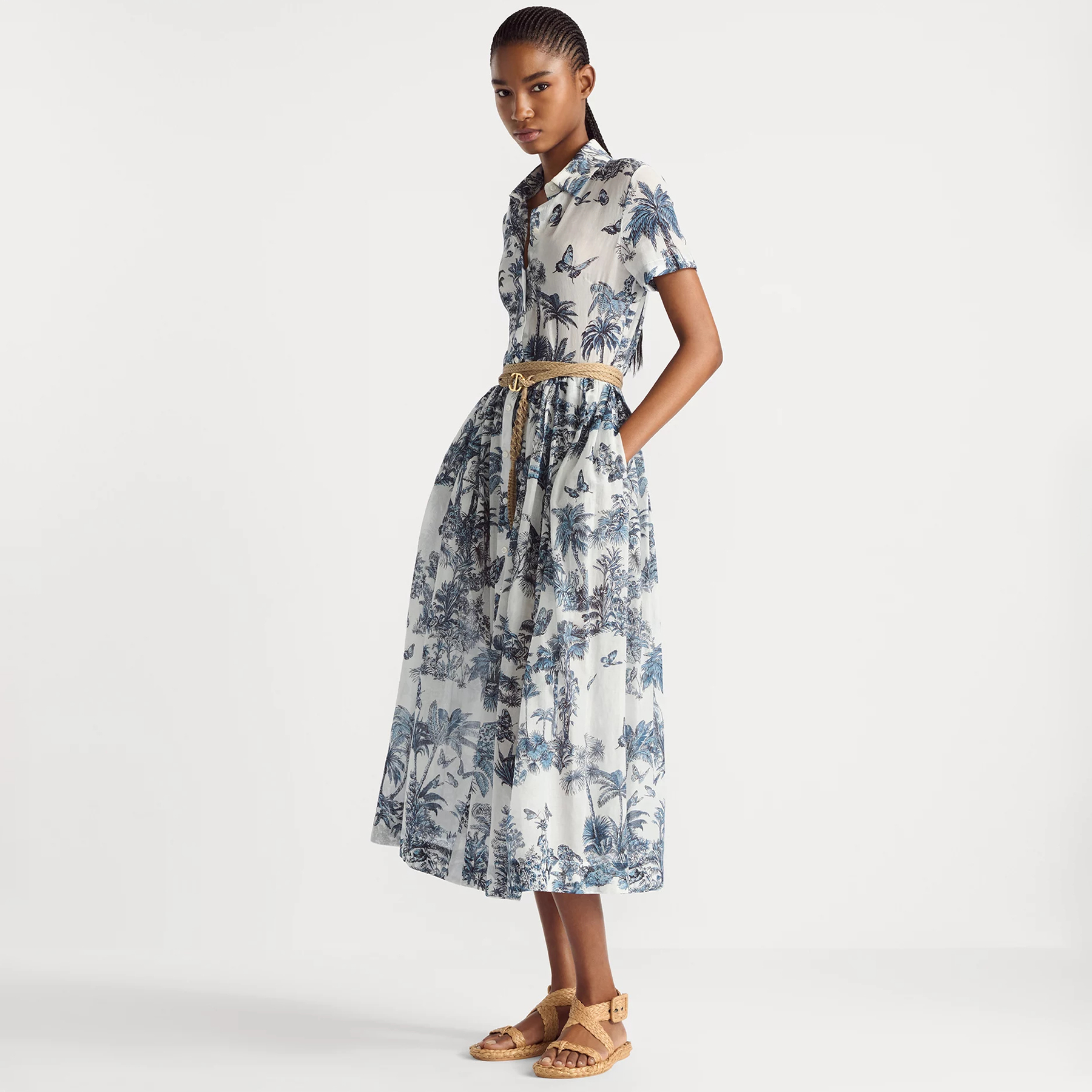 NIGO Dior Dioriviera Midi Long Shirt Style Dresses Women's Spring Summer Exquisite Elegant Fashion Dresses Dresses Lapel Short Sleeve Dress Ngvp #nigo2477